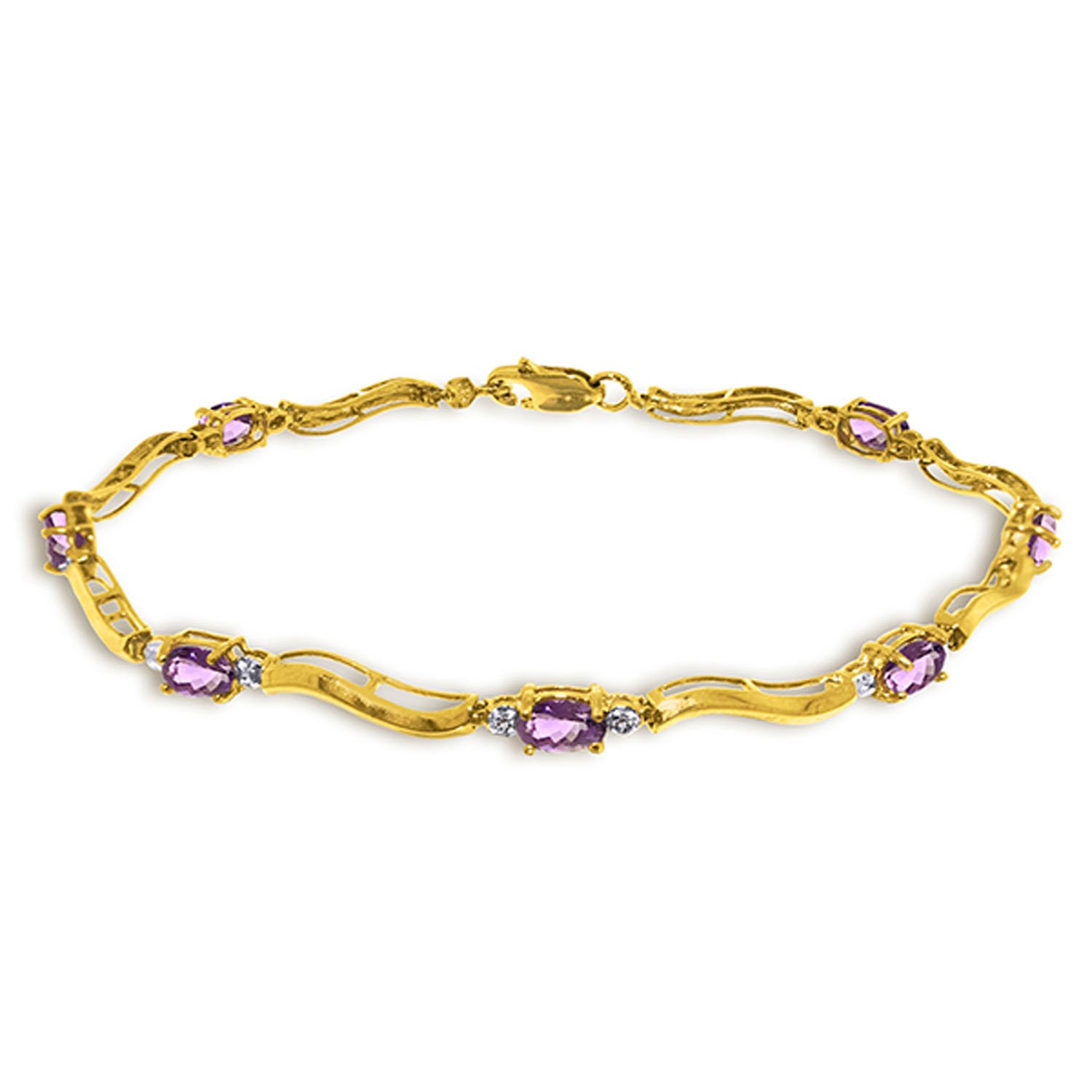 14K Solid Gold Tennis Bracelet with 2.16ct Diamond & Amethyst - Galaxy Gold GG | Elegant Jewelry for Women, Perfect for Weddings, Parties & Special Occasions