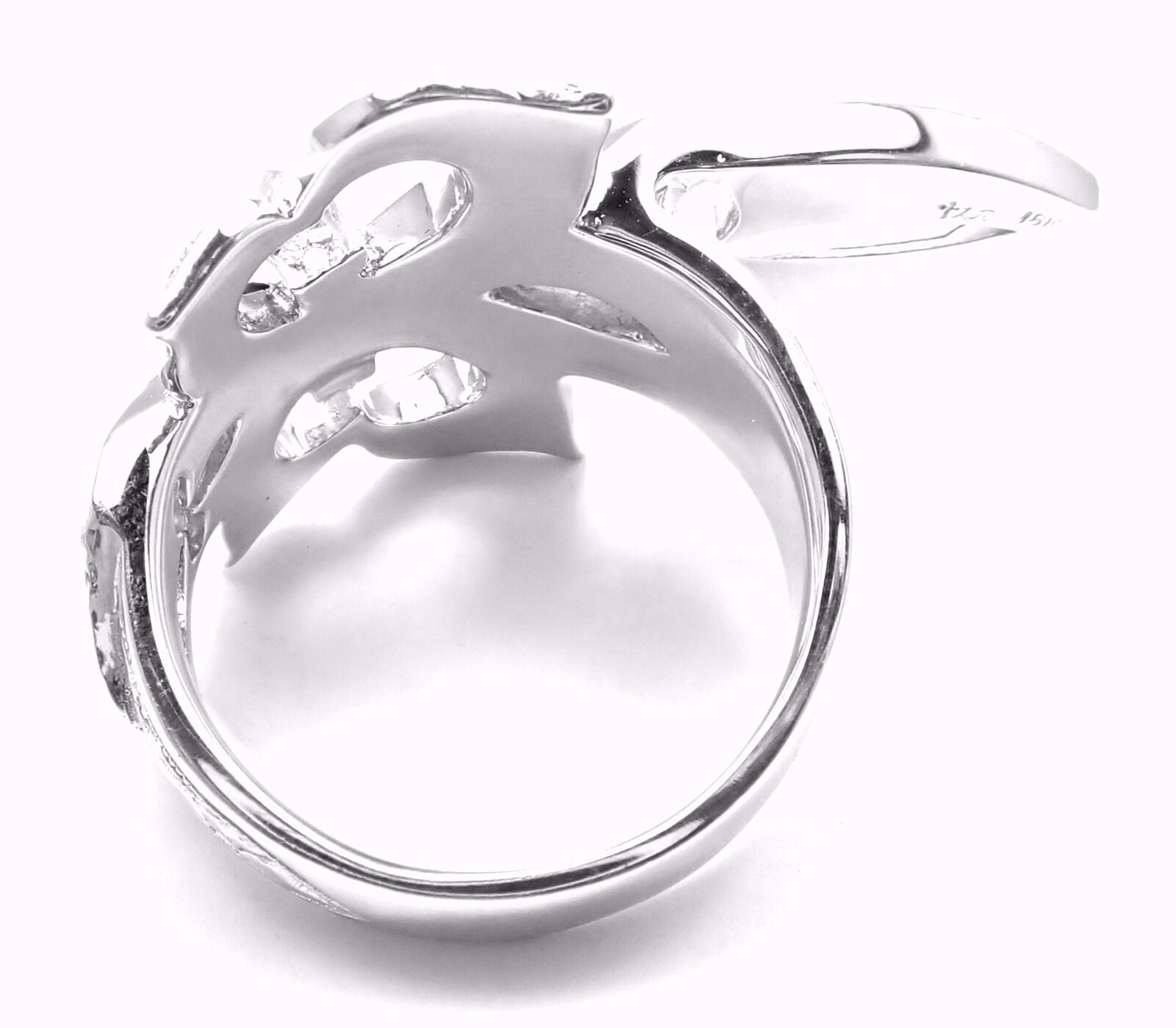 Authentic 18k White Gold Diamond Fleur De Lis Ring by Loree Rodkin - Certified Luxury Jewelry for Weddings, Anniversaries & Special Occasions