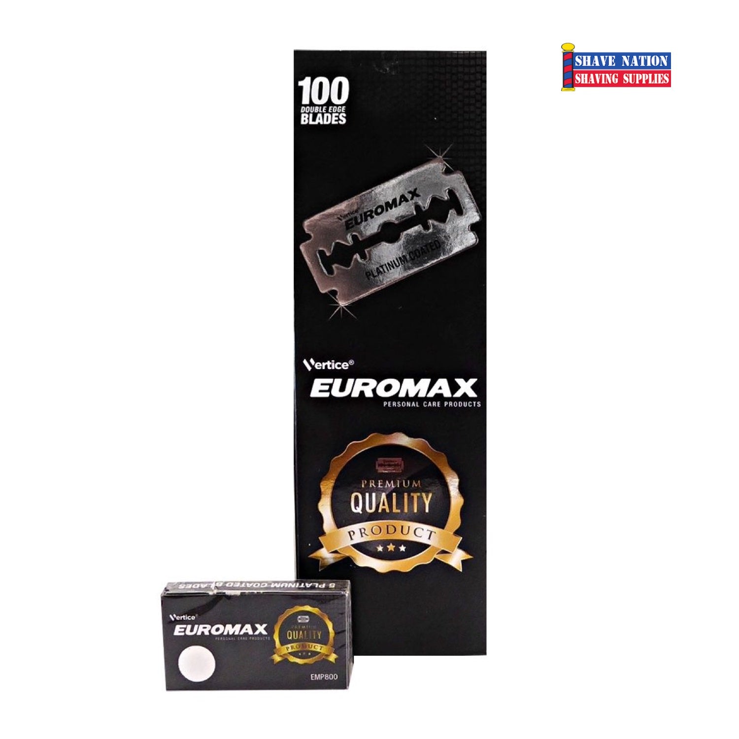 Euromax Platinum Coated Double Edge Safety Razor Blades 100 Count - Ultra Sharp & Long Lasting for Men's Shaving & Grooming