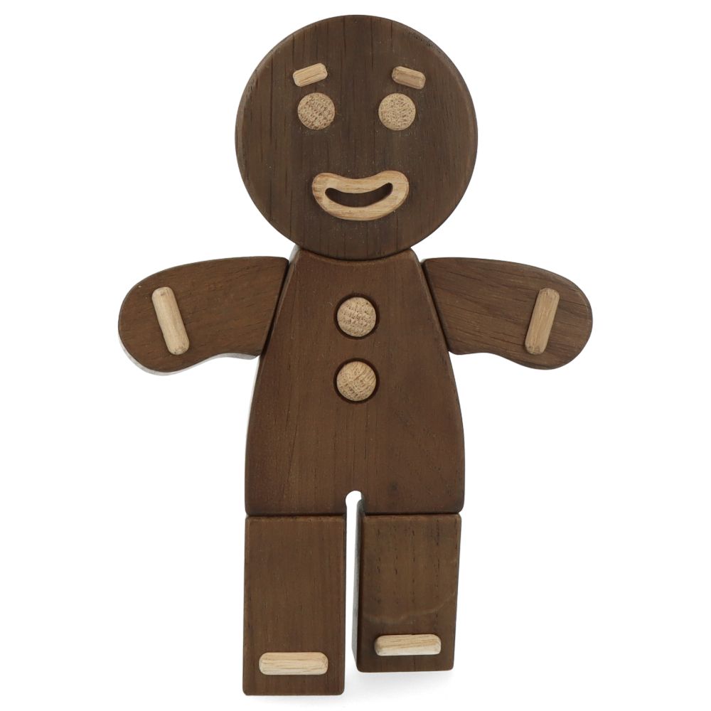 Handmade Gingerbread Man Ornament - Smoked Stained Oak Wood Christmas Tree Decoration for Holiday Home Decor & Gift Giving