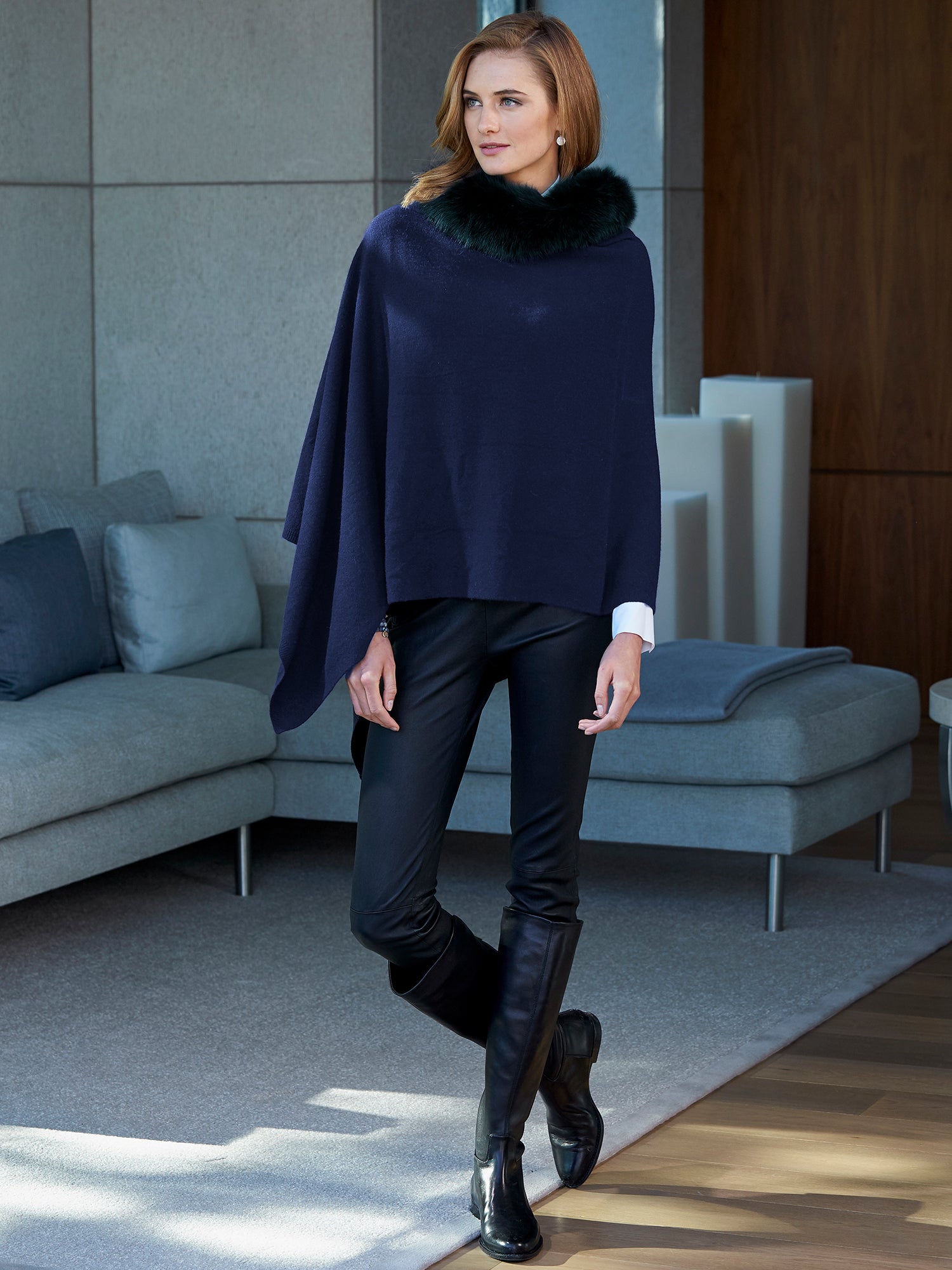Luxury Maddy Cashmere Poncho for Women - Soft & Warm Winter Shawl Wrap - Perfect for Travel, Office & Evening Outfits