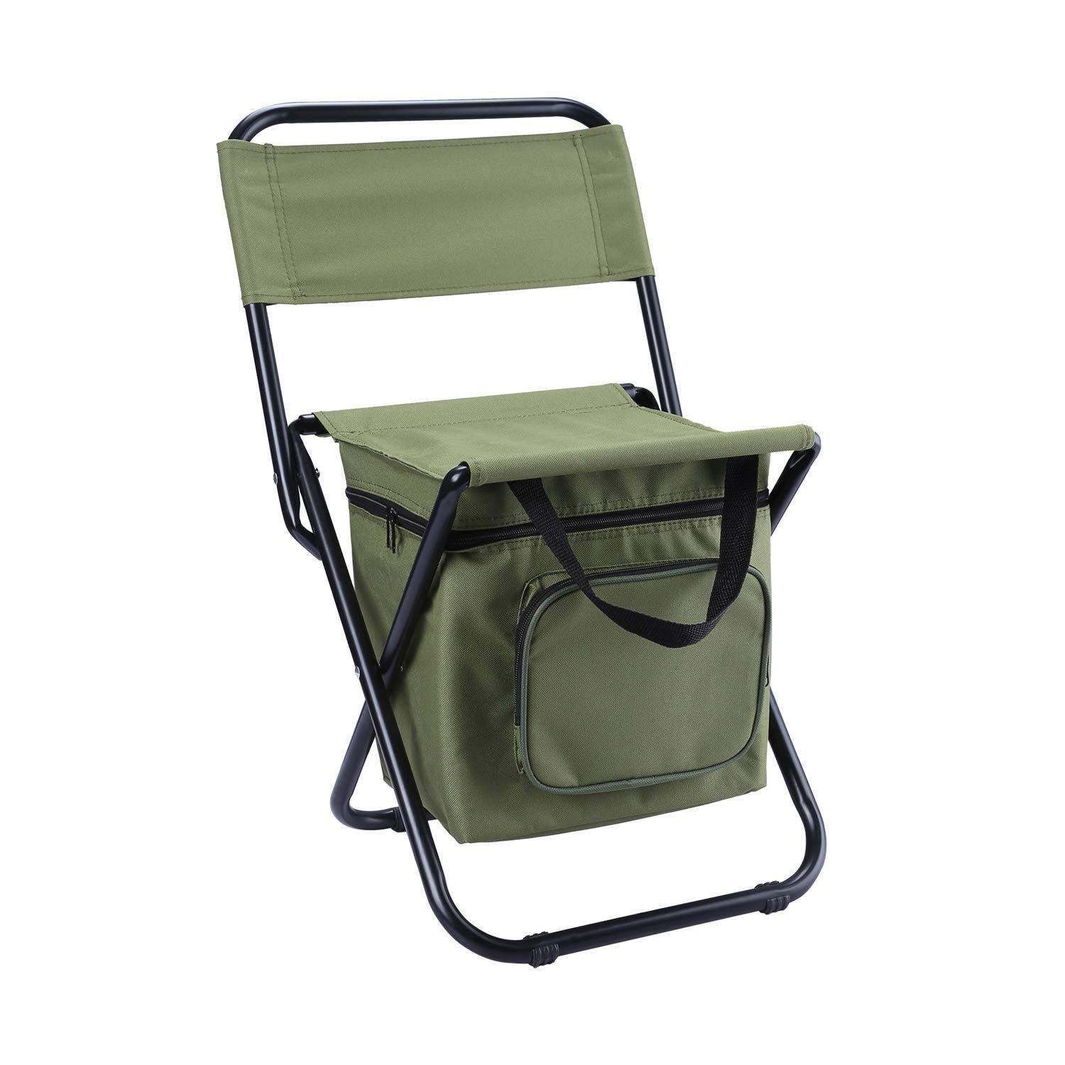 Portable Folding Stool with Backrest & Bottle Holder - Lightweight Oxford Fabric Camping Chair for Fishing, Picnic, Hiking & Outdoor Activities - Compact Foldable Design for Travel & Beach Use