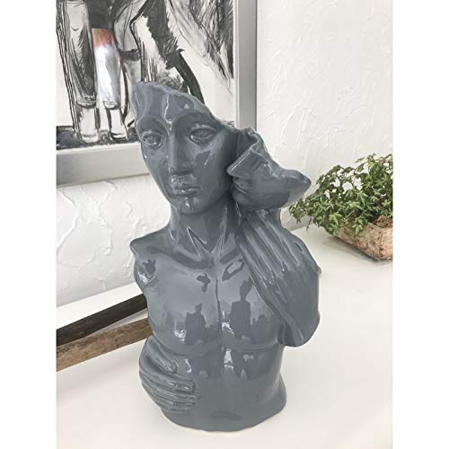 Romantic Couple Ceramic Bust Statue - Elegant Home Decor for Valentine's Day, Wedding Anniversary & Romantic Gifts