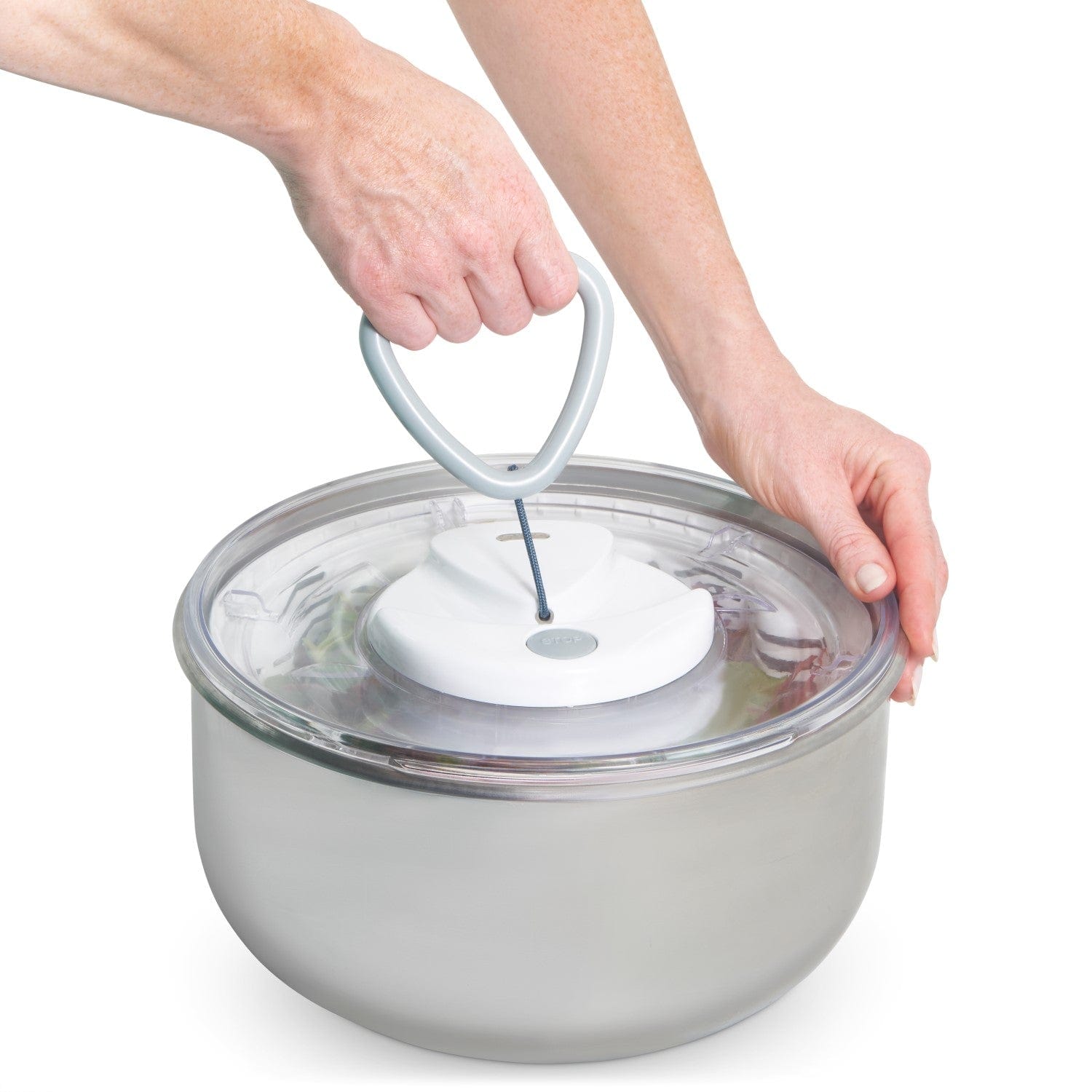 Zyliss Easy Spin 2 Stainless Steel Salad Spinner - Large 5.5 Quart Kitchen Gadget for Washing & Drying Lettuce, Greens, Herbs - Perfect for Meal Prep, Healthy Eating & Fresh Salads