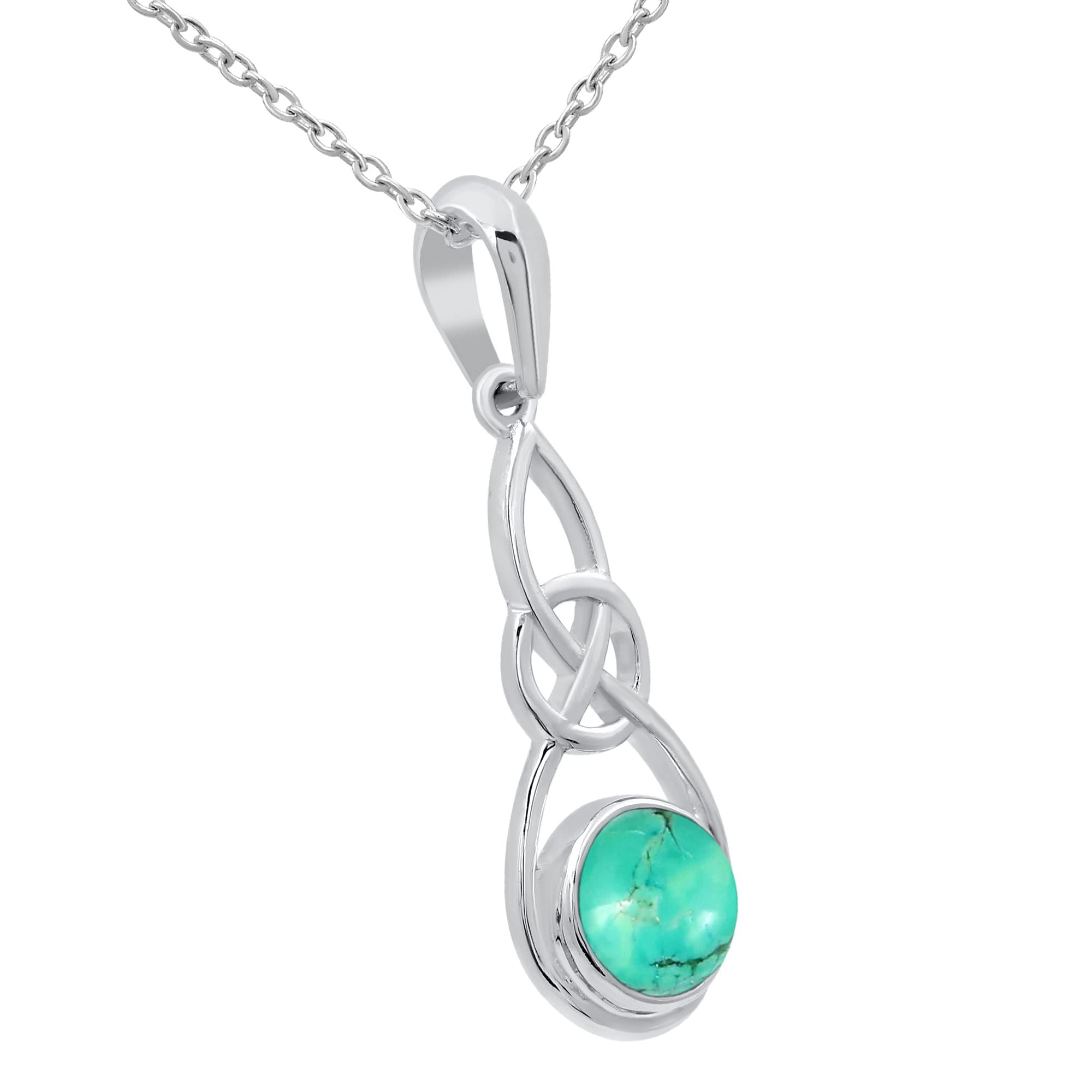 TISHAVI Natural Round Semi-Precious Gemstone Pendant Necklace for Women - Sterling Silver Birthstone Jewelry with 18-Inch Chain | Perfect Gift for Mom, Wife, Sister on Birthday, Anniversary & Women's Day | Elegant Everyday Wear & Special Occasion Accessory