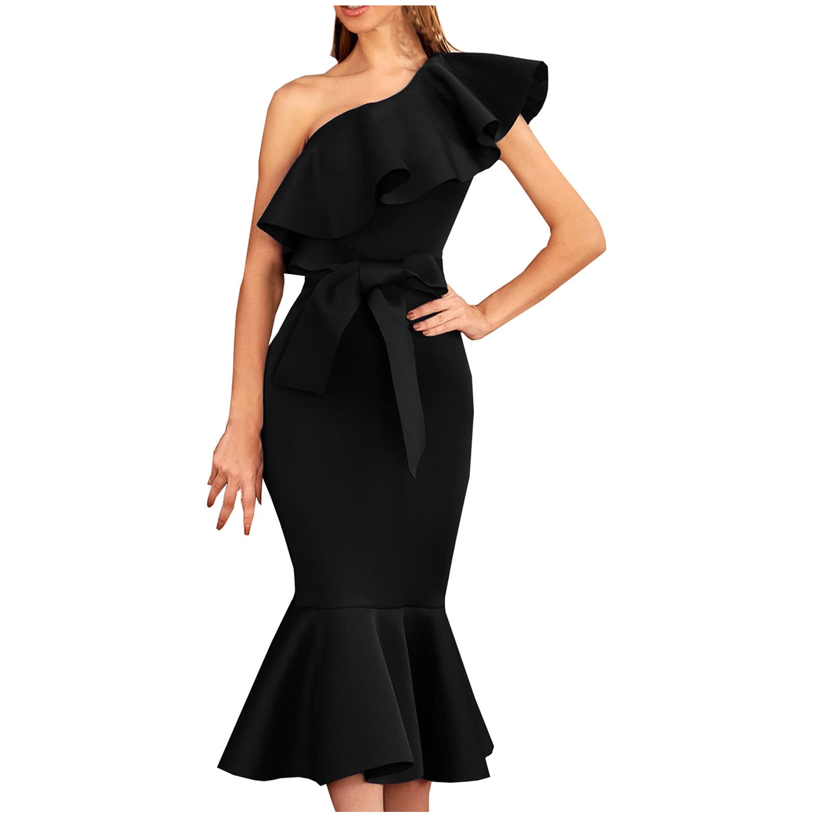 Elegant Women's Wedding Guest Dress - Sexy Off-Shoulder Tube Top Midi Dress with Flare Hem for Evening Parties & Special Occasions | Perfect for Cocktail Events, Bridal Showers & Date Nights