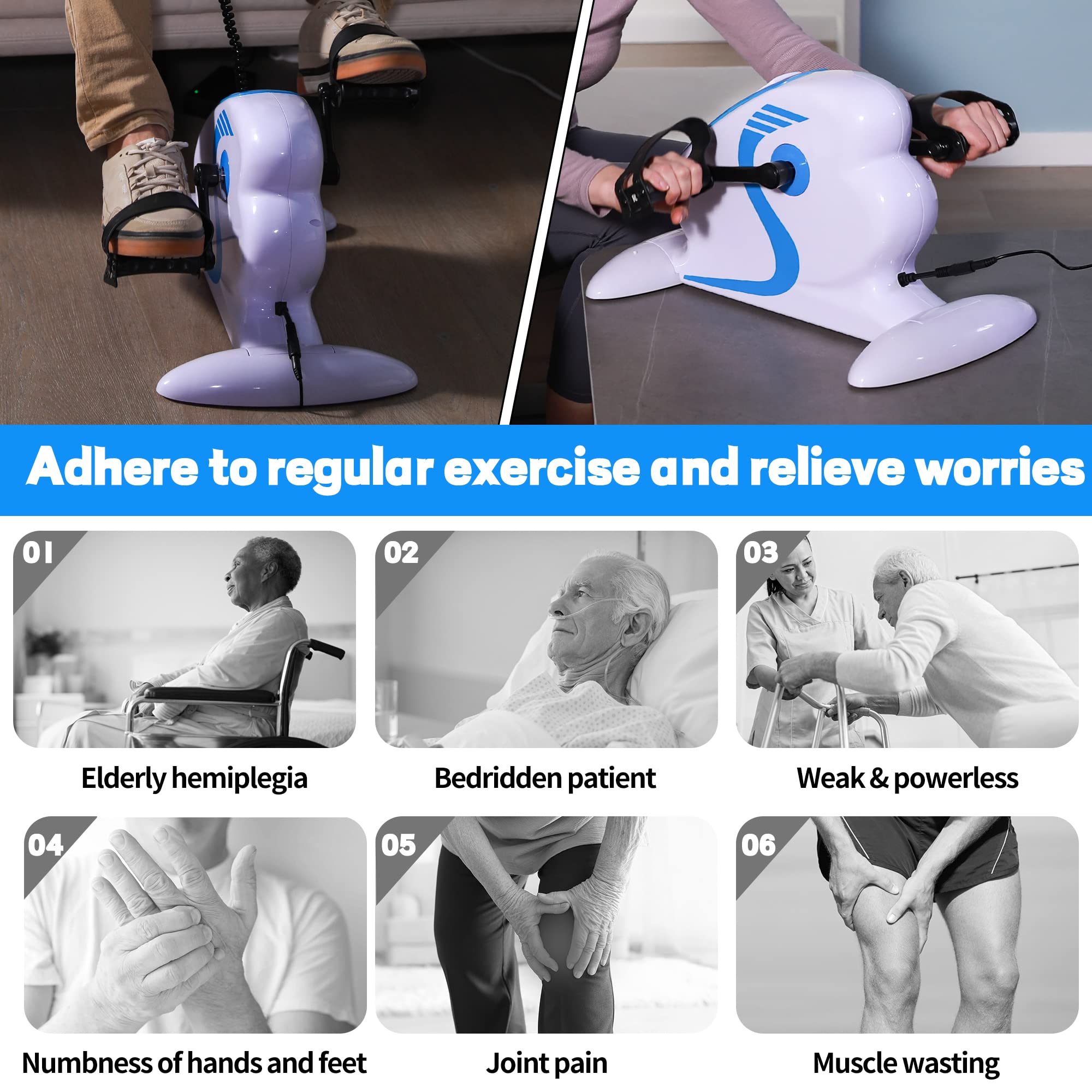 Electric Pedal Exerciser Bike - Motorized Physical Therapy Equipment for Legs, Knees & Feet Recovery | Portable Pedal Exerciser for Home Workouts & Assisted Rehabilitation | Ideal for Seniors, Post-Surgery & Mobility Therapy