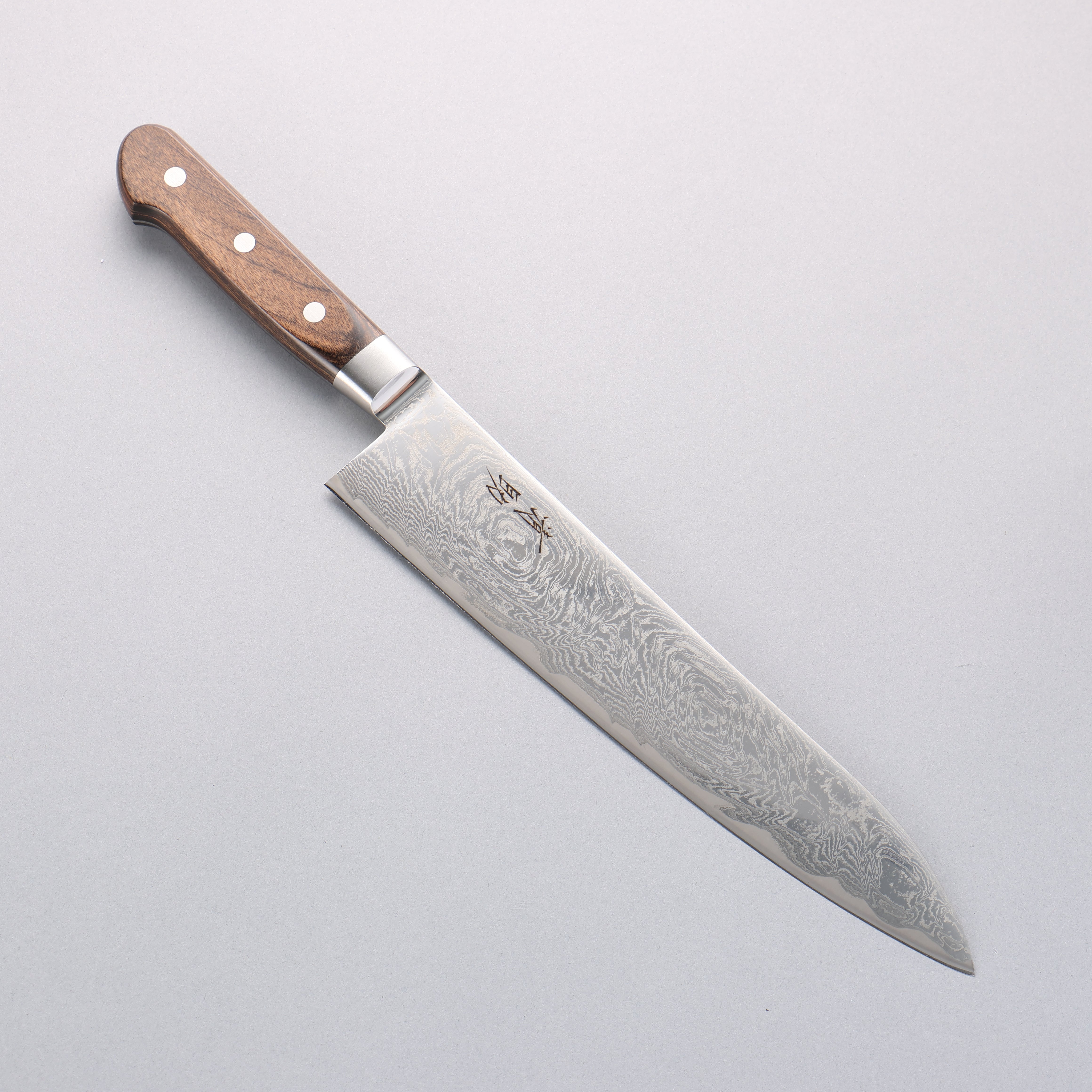 Seisuke Nami AUS10 Damascus Gyuto Chef Knife 240mm - Mirrored Finish, Brown Pakkawood Handle - Professional Japanese Kitchen Knife for Sushi, Meat Cutting & Precision Cooking