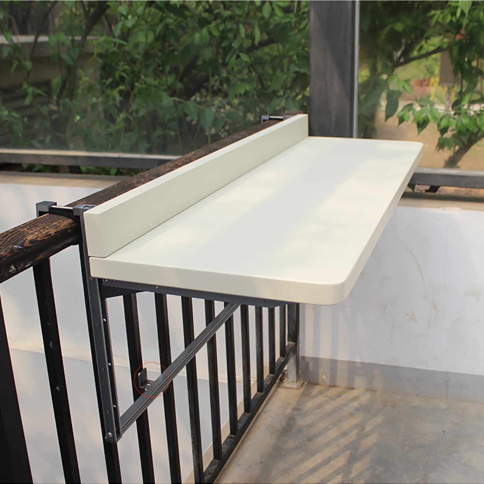 Adjustable Folding Metal Balcony Table - Wall Mounted Outdoor Side Table for Railings, Deck & Patio - Perfect for Small Spaces, Dining & Relaxing - Ideal for Apartments, Condos & Backyards
