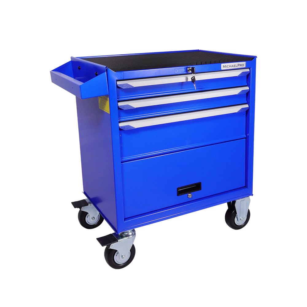 MichaelPro 3+1 Drawer Heavy Duty Rolling Tool Chest with Full Extension Drawers & Interlock System - MP009083 | Garage Storage, Workshop Organization, Professional Tool Cabinet for Mechanics & DIY Enthusiasts