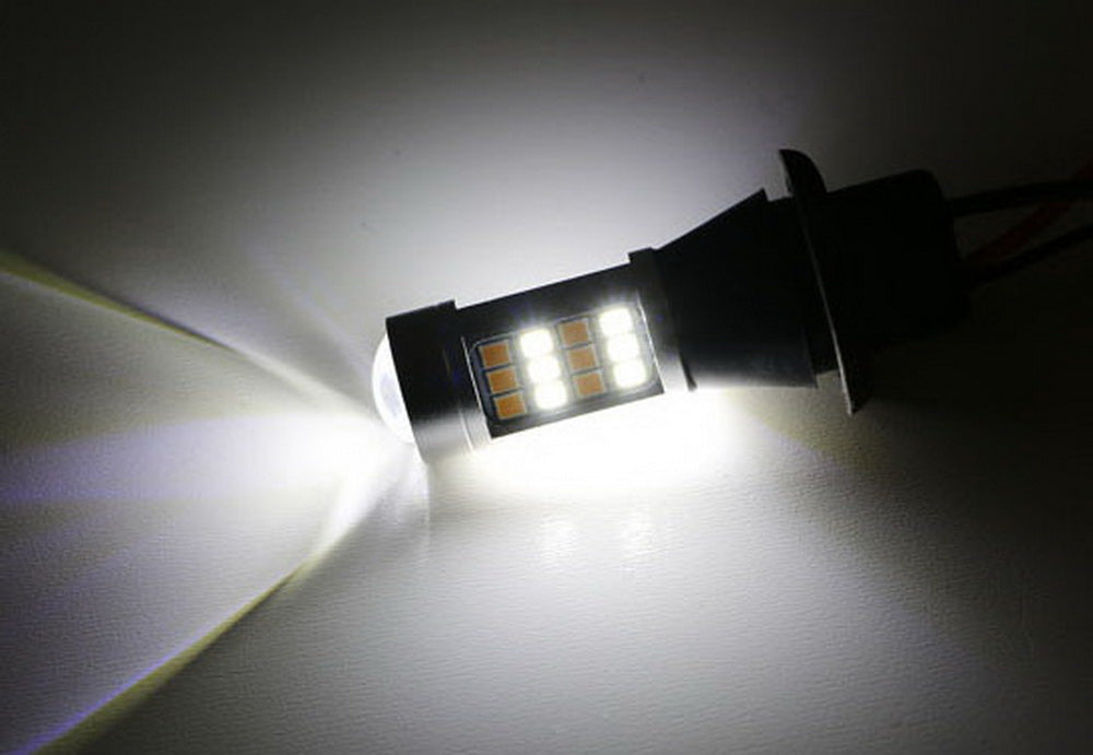 42 SMD 1156 7506 Switchback LED Bulbs - White/Amber Dual Color for Daytime Running Lights & Turn Signals - Perfect for Cars, Trucks, SUVs & Motorcycles