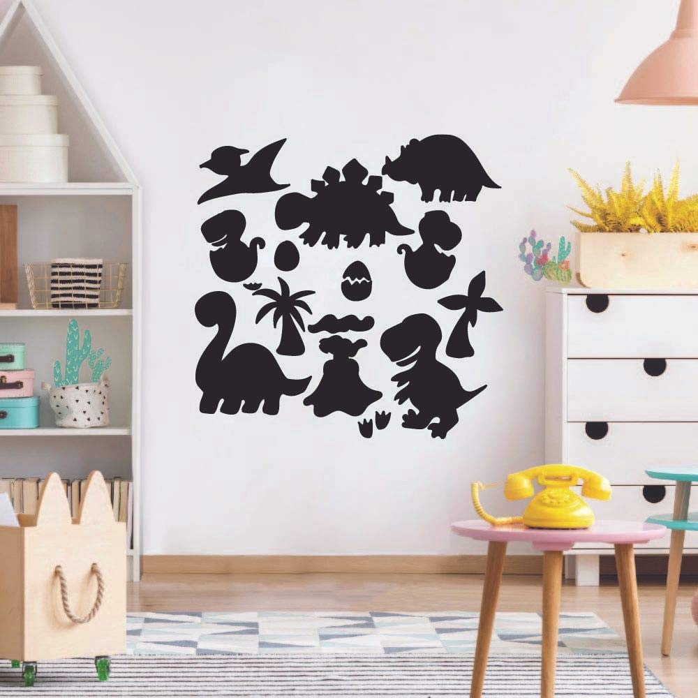 Dino Dinosaurs Silhouette Wall Decal - T-Rex Vinyl Sticker Art for Kids Room, Nursery, Bedroom & Garage Decor - 10x10 Inch Fun Home Decoration | Perfect for Boys, Girls & Kindergarten Classroom Themes
