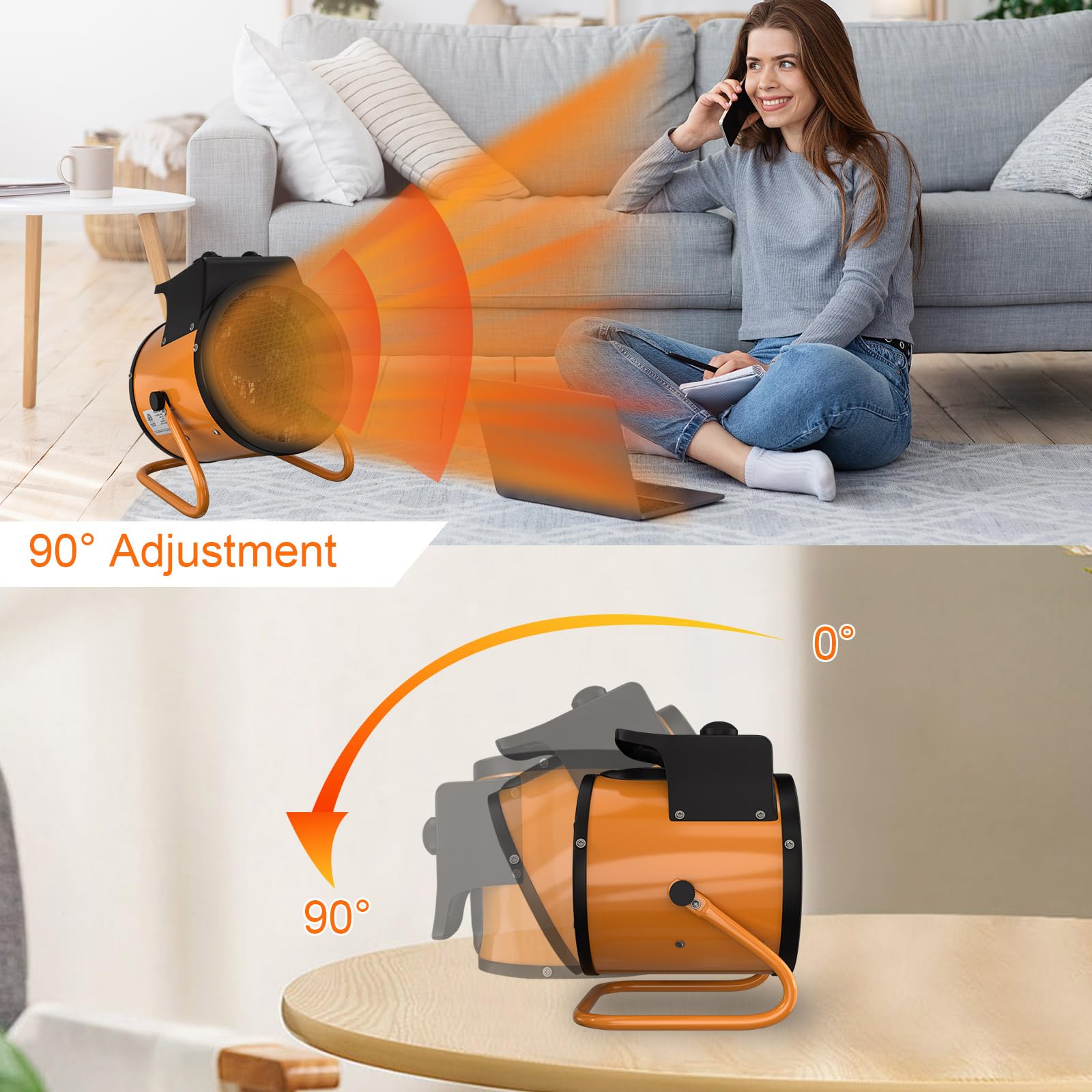 1500W Greenhouse Heater with Digital Thermostat - Fast Heating Electric Space Heater for Outdoor Use, Portable Heater with Overheat Protection for Grow Tents, Flower Rooms, Camping & Home Greenhouses - Perfect for Winter Plant Care & Indoor Gardening