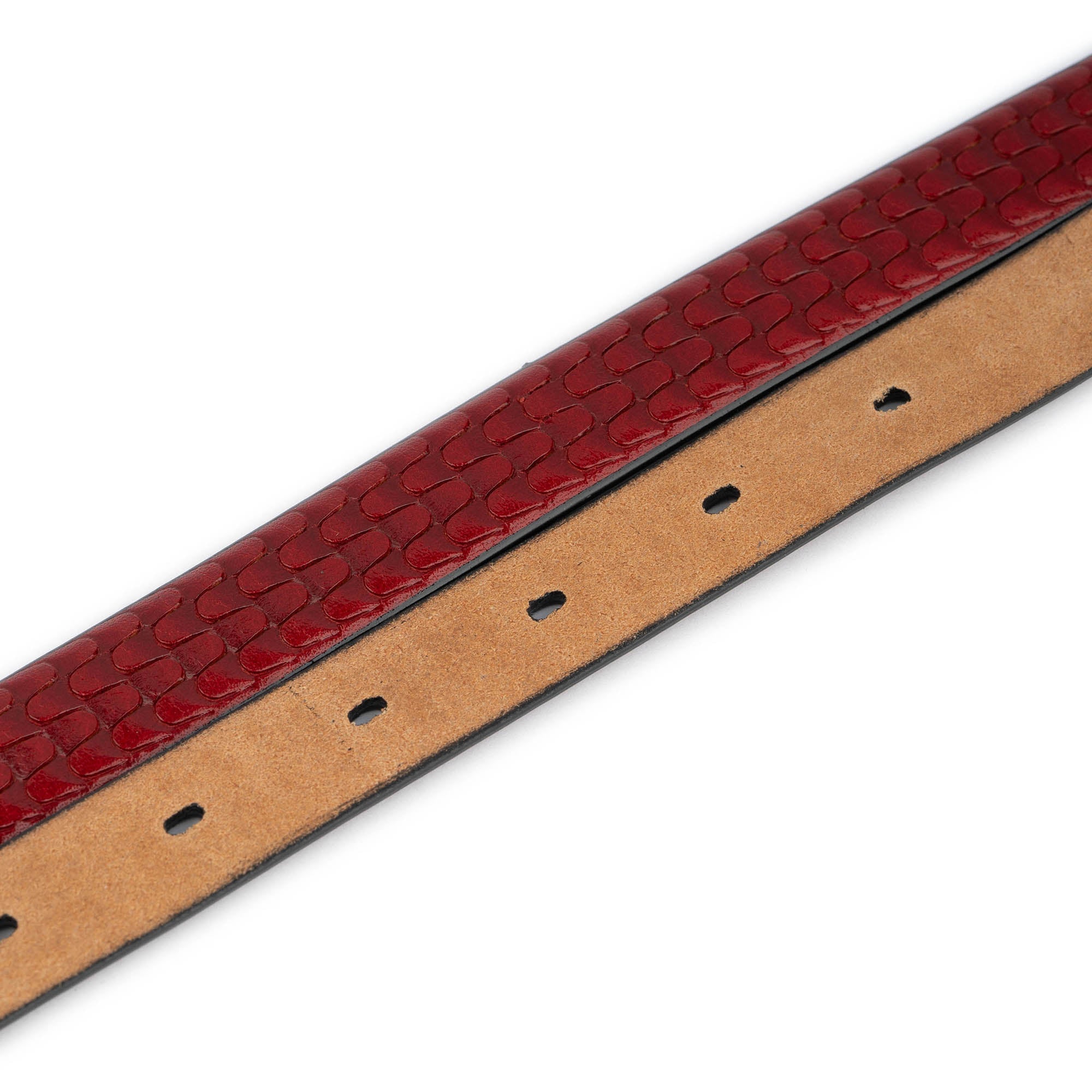 Montblanc Replacement Belt for Women - Red Thin Embossed Leather Strap with Buckle | Perfect for Office, Casual & Formal Outfits