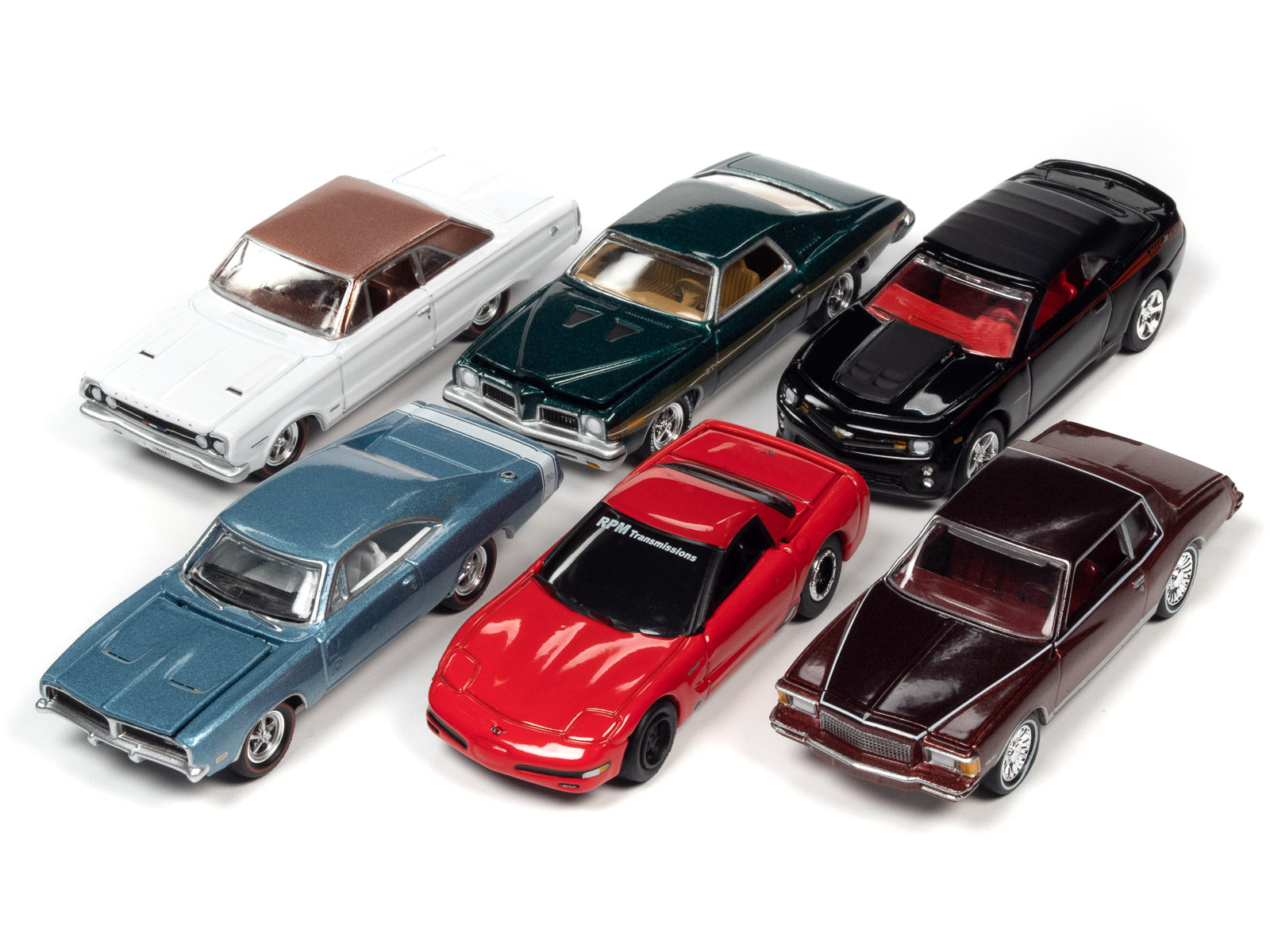 Johnny Lightning 1/64 Scale Diecast Muscle Cars USA 2022 Set A - 6 Piece Collectible Model Cars for Display, Racing Games & Gift Giving
