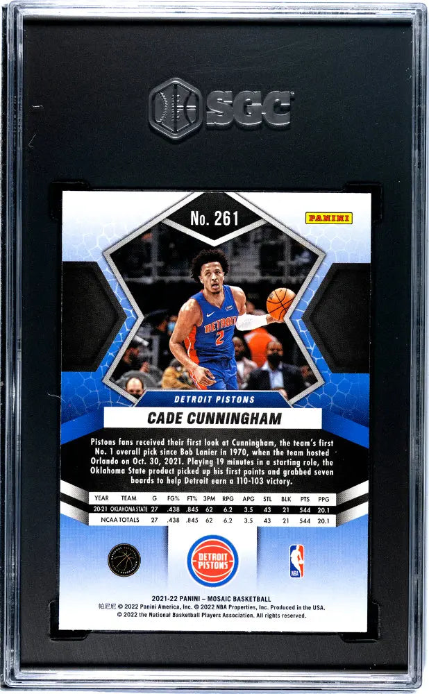 2021 Panini Mosaic Basketball Cade Cunningham RC Rookie Card SGC 10 Gem Mint - Perfect for NBA Collectors & Sports Memorabilia Enthusiasts