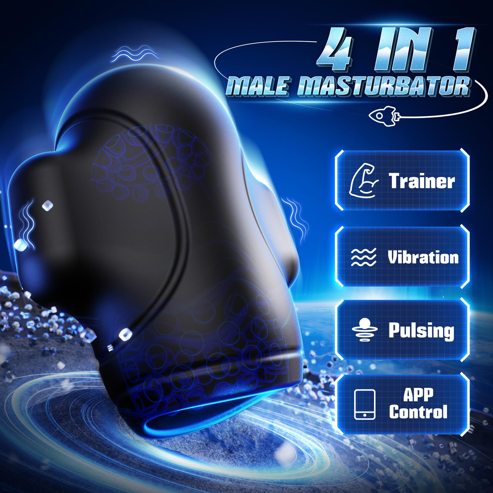 4-in-1 Male Masturbator with App Control - 10 Vibration Modes & 3 Motors Penis Vibrator | 360° Wrapping Stroker for Endurance Training | Adult Sex Toy for Men | Perfect for Solo Play, Couples Fun & Stamina Building
