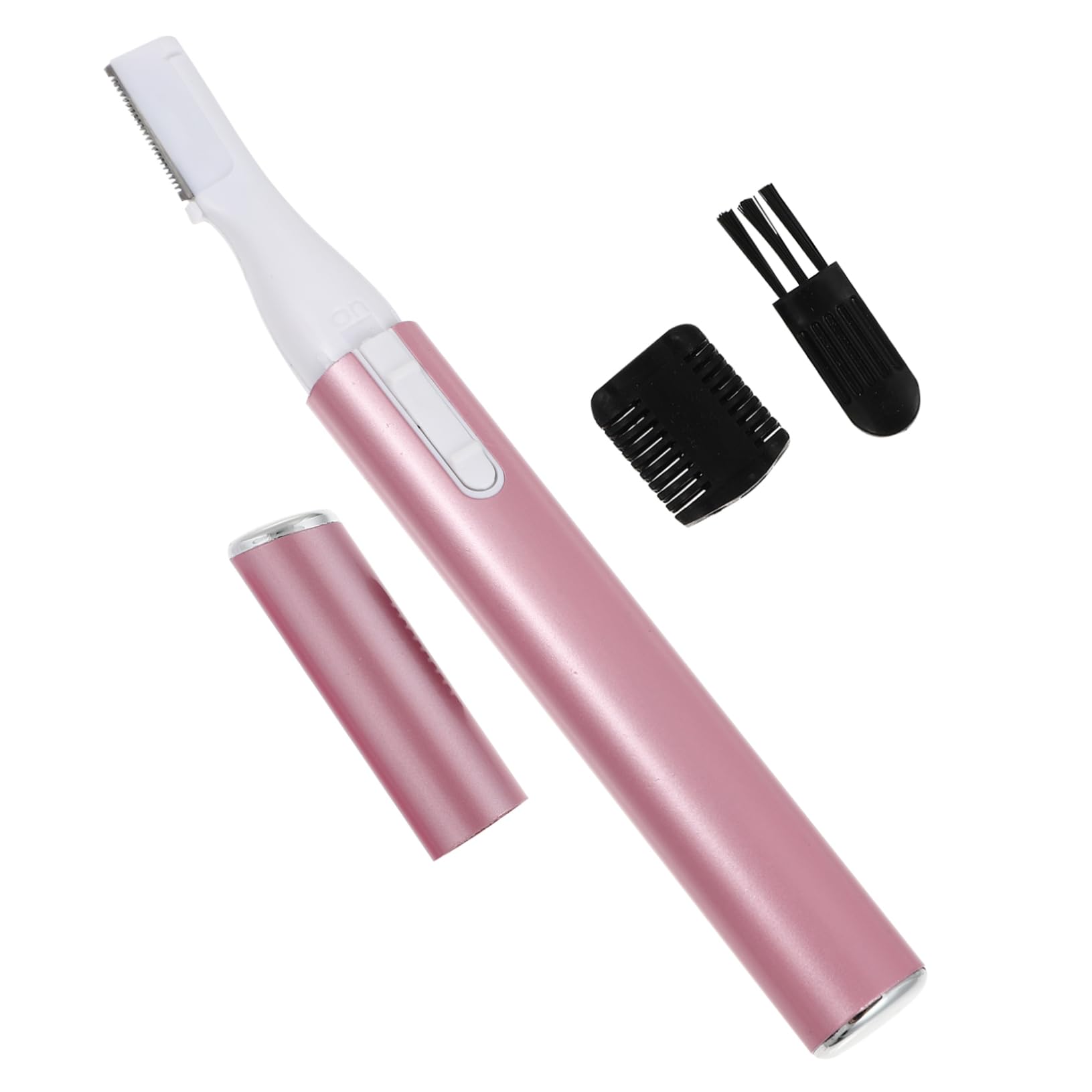 FRCOLOR Electric Eyebrow Trimmer & Facial Hair Remover - Rechargeable Eyebrow Razor for Women & Men, Painless Hair Removal Tool with Pink Aluminum Body - Perfect for Eyebrow Shaping, Upper Lip & Facial Hair Trimming at Home or Travel