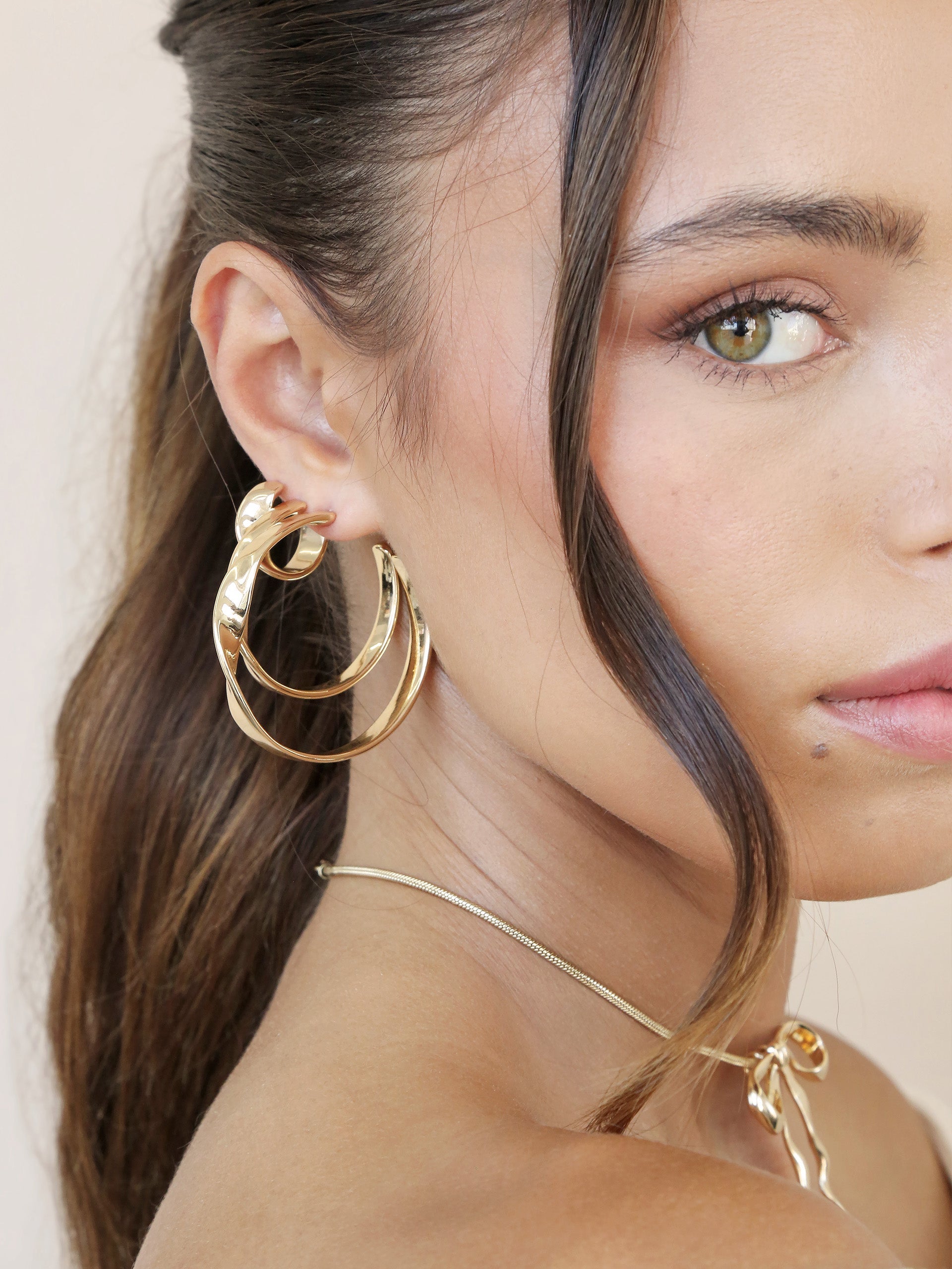 Vintage Heirloom Twist Medium Hoop Earrings - 14K Gold Plated Boho Chic Jewelry for Women | Perfect for Weddings, Parties & Everyday Elegance