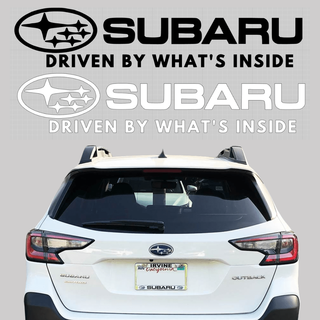 Custom EPP® Windshield & Bumper Decals for Subaru - 'Driven By What's Inside' Car Stickers - Perfect for Car Enthusiasts & Personalization