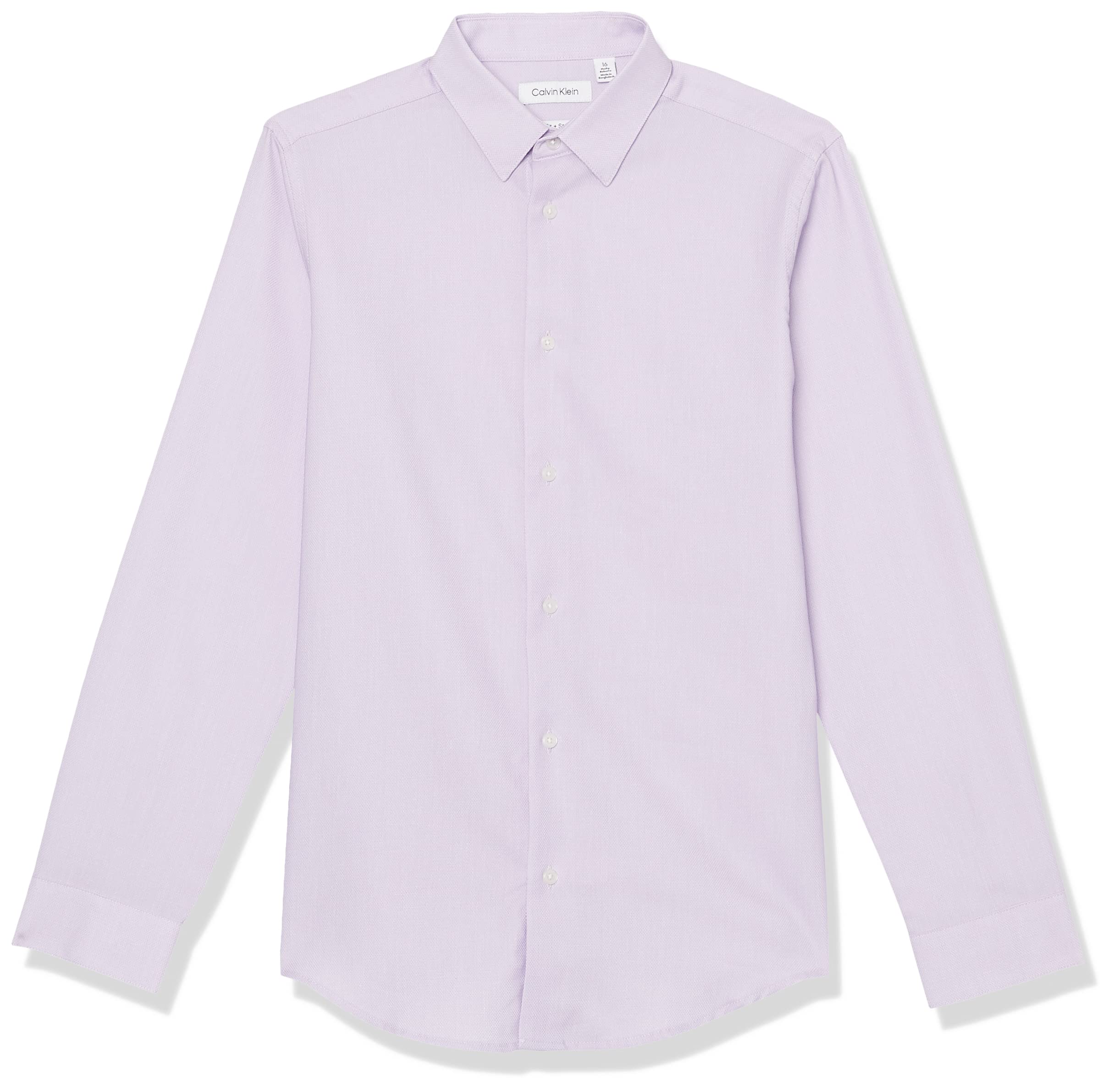 Calvin Klein Boys' Long Sleeve Patterned Dress Shirt with Button Cuffs | Formal & School Wear | Perfect for Special Occasions & Everyday Outfits
