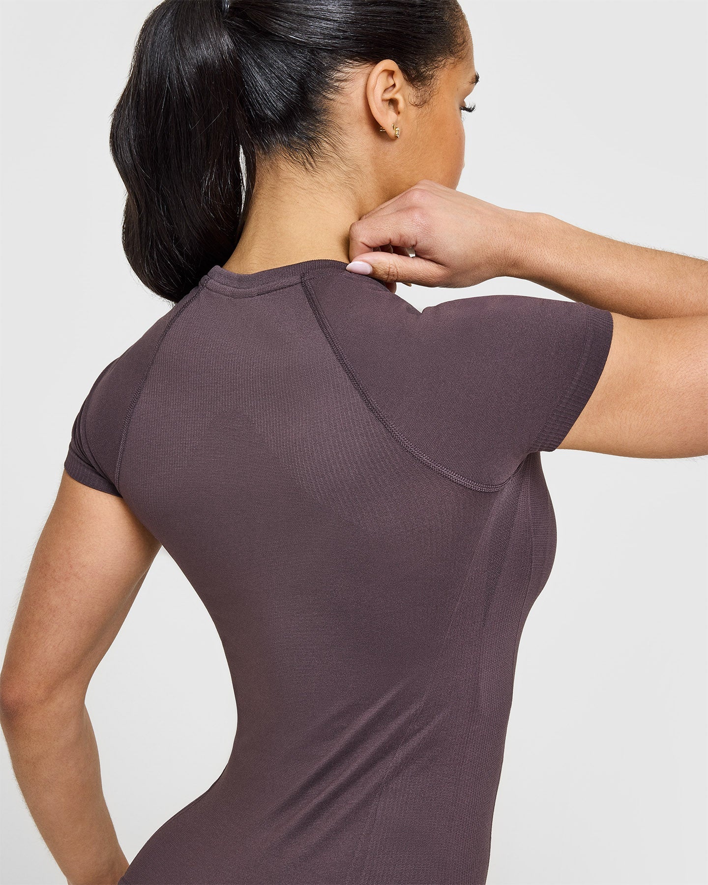 Seamless Fitted Top for Women - Soft Stretchy Comfortable Umber Brown Shirt | Perfect for Yoga, Workout & Casual Wear