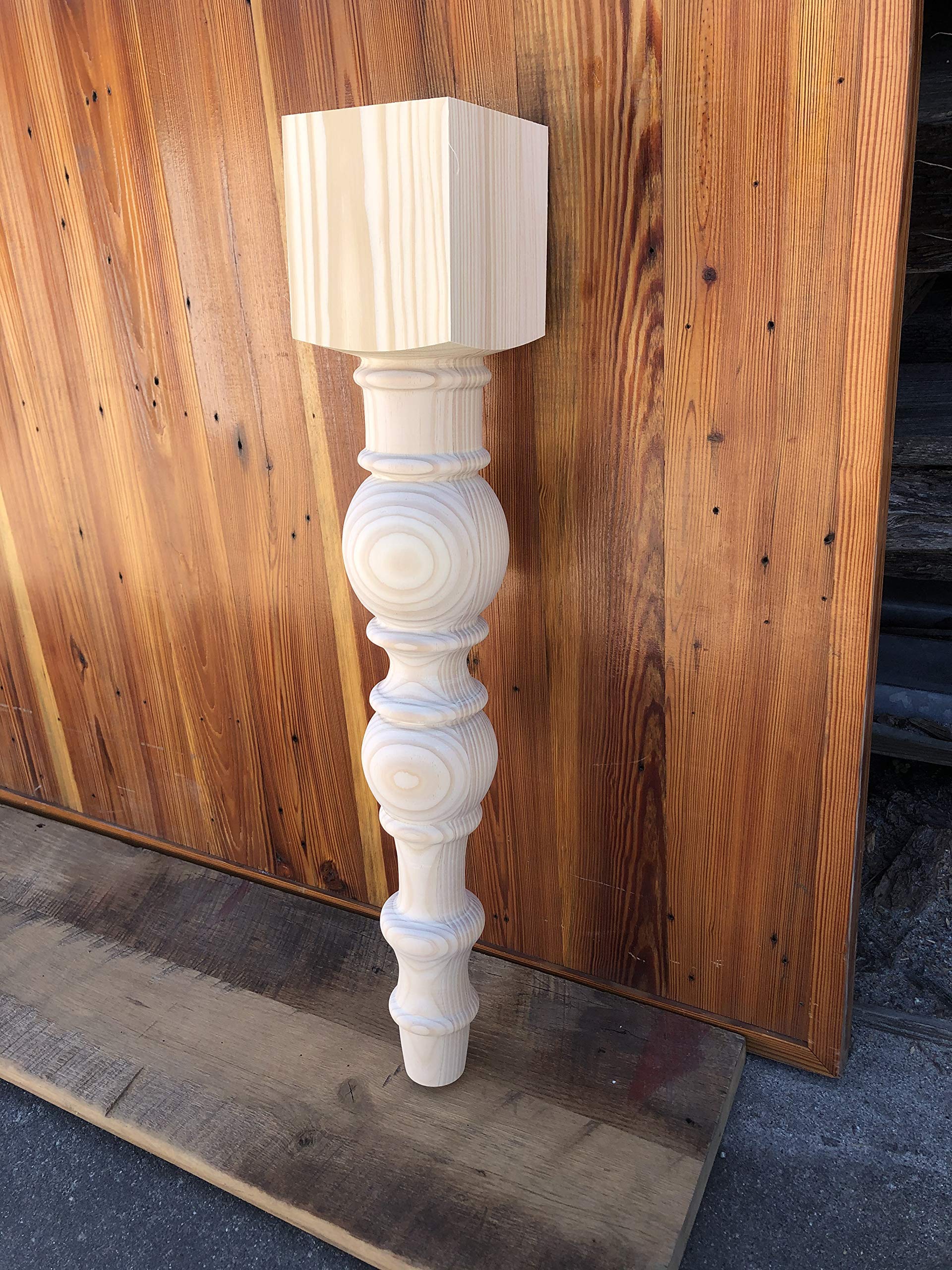 Modern Farmhouse Dining Table Legs Set of 4 - Unfinished Turned Wooden Legs 5