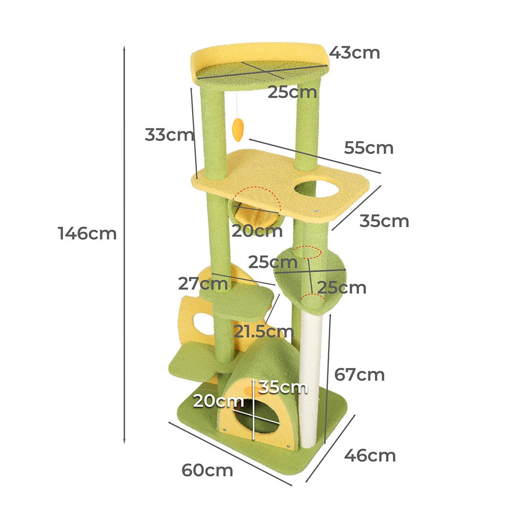 Premium Avocado Cat Tree with Scratching Posts - Multi-Level Condo for Climbing & Play - Perfect for Indoor Cats & Kittens - Durable & Stylish Pet Furniture for Home or Office