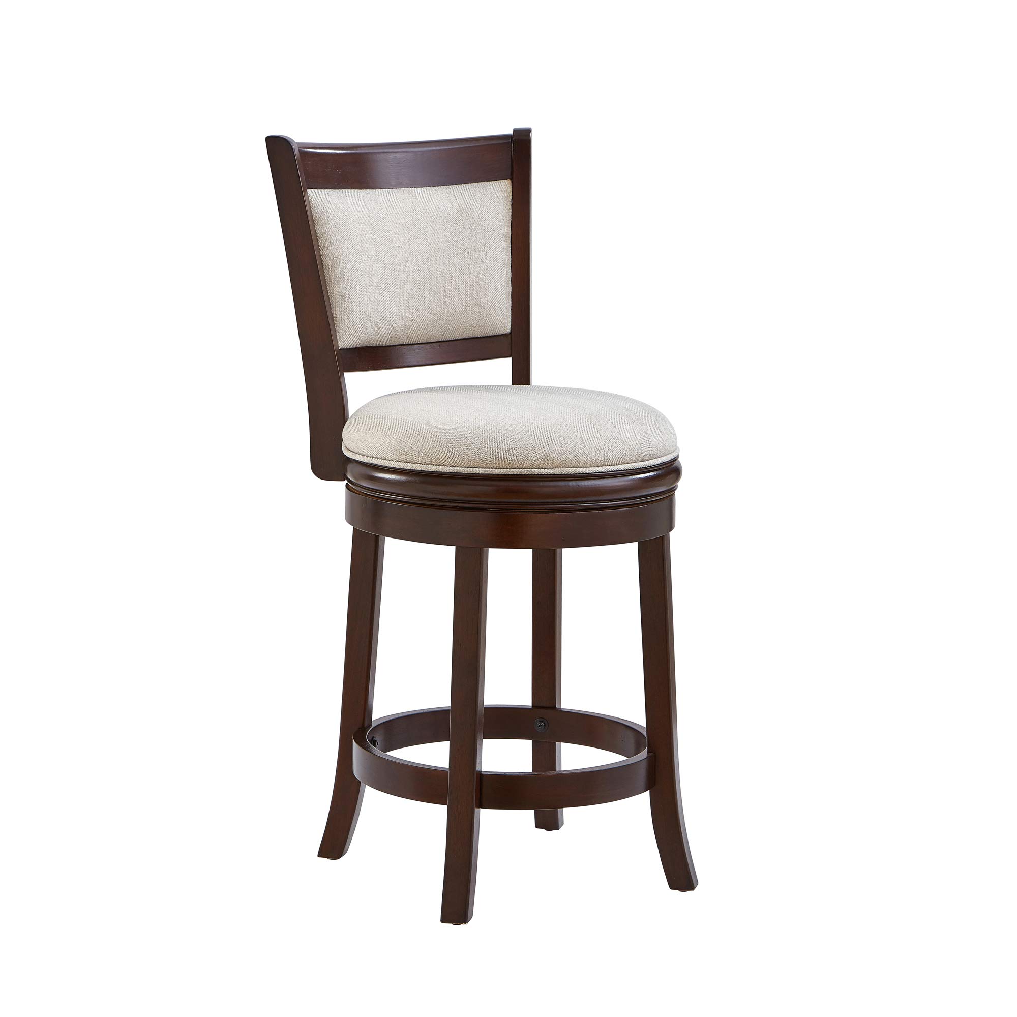 24 Inch Ball & Cast Swivel Bar Stool - Taupe & Cappuccino - Adjustable Height Modern Kitchen Counter Stool for Dining Room, Bar, or Breakfast Nook