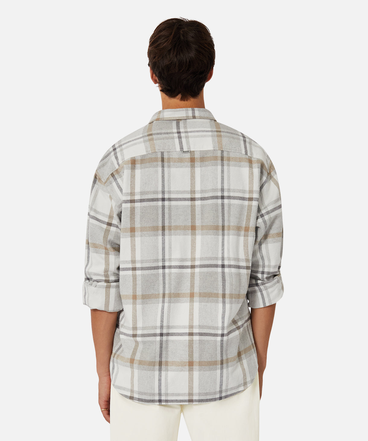 Premium Carver Long Sleeve Shirt for Men - Classic Grey & Brown Plaid Flannel - Comfortable Casual Wear for Outdoor Adventures & Fall Layering