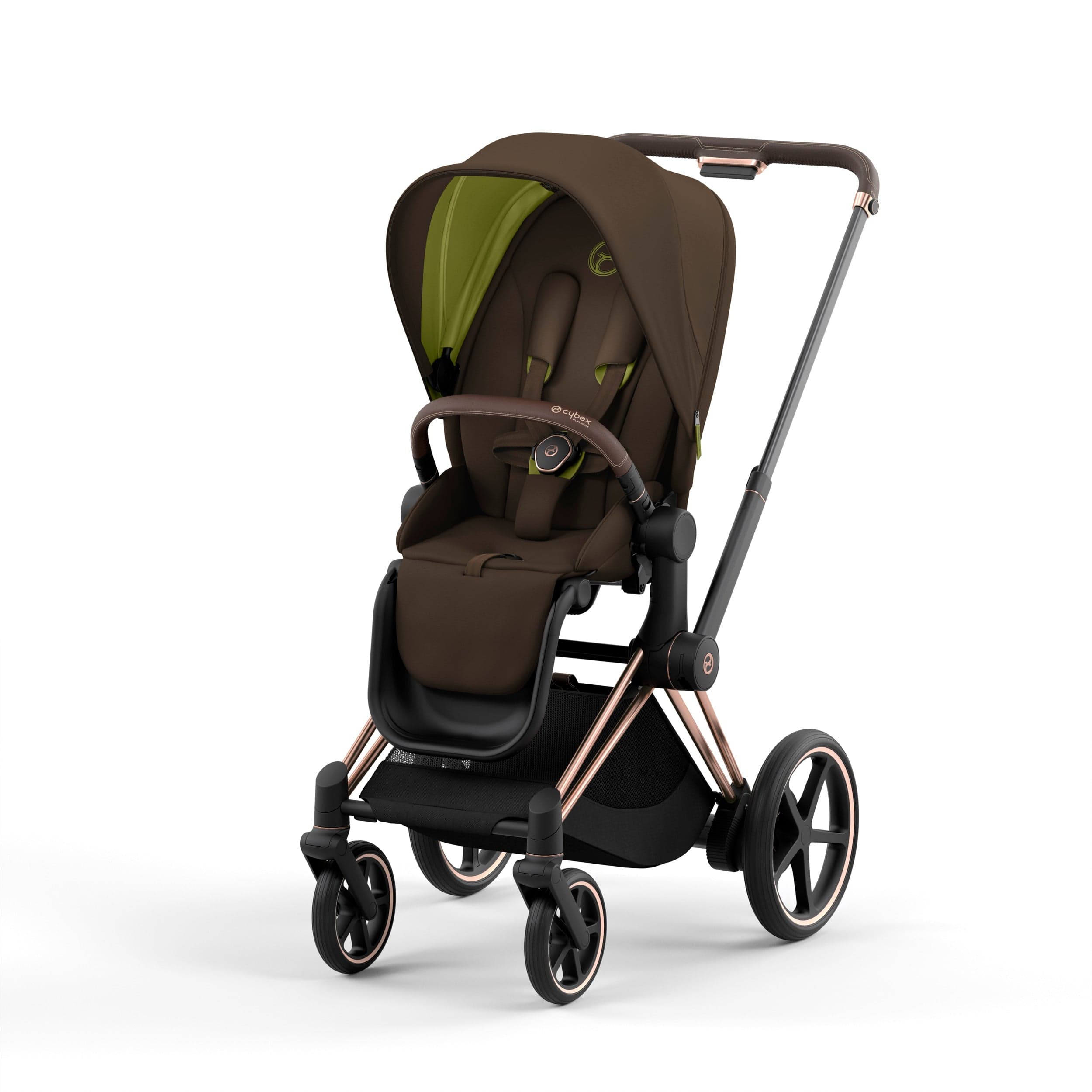 Cybex ePriam 2 Complete Stroller - Rose Gold & Brown Luxury Baby Stroller with All-Wheel Suspension | Perfect for City Walks, Shopping & Travel