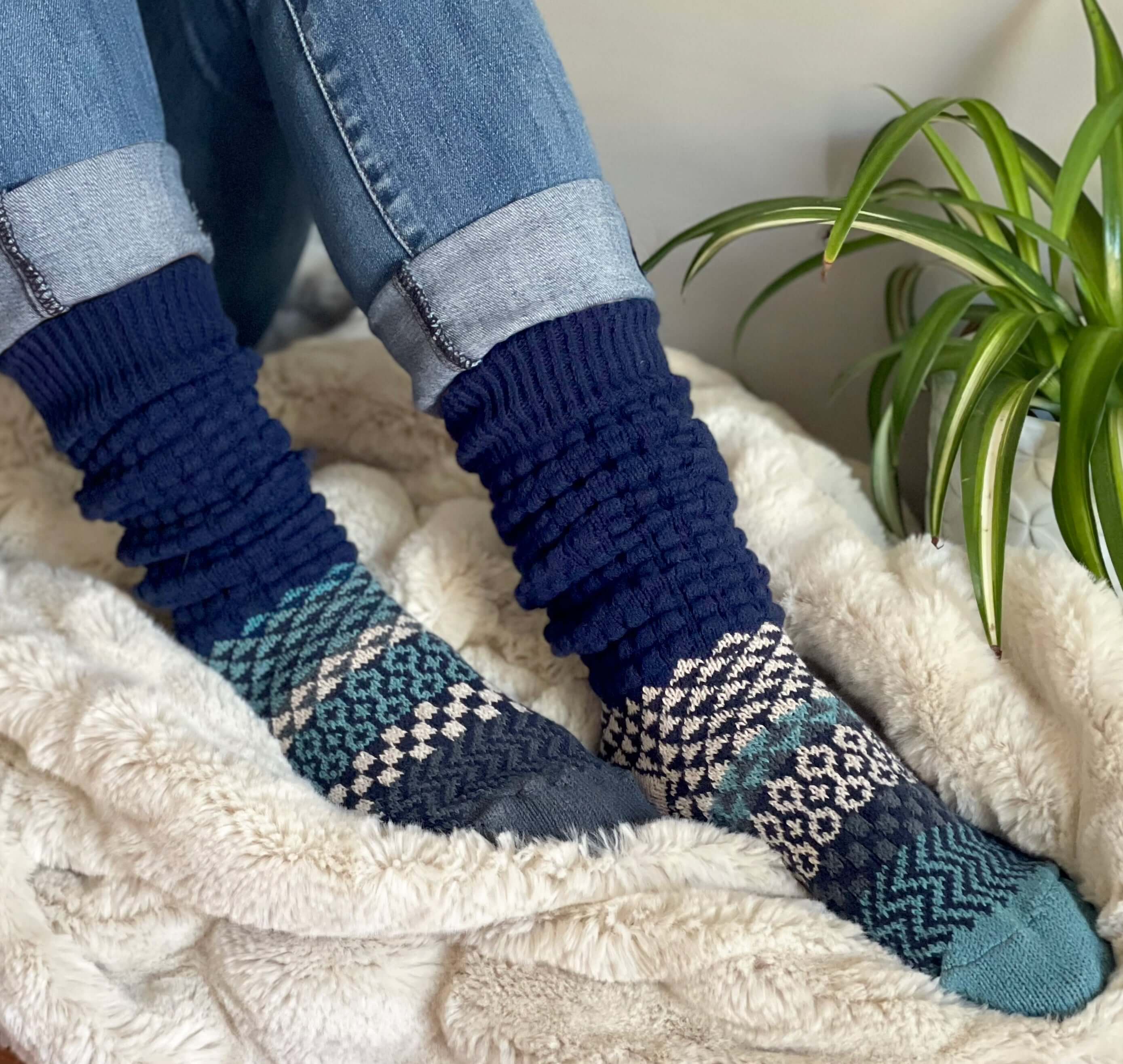 CERULEAN Knitted Fusion Slouch Socks - Made in USA - Cozy & Stylish Winter Socks for Women - Perfect for Home, Office & Casual Wear