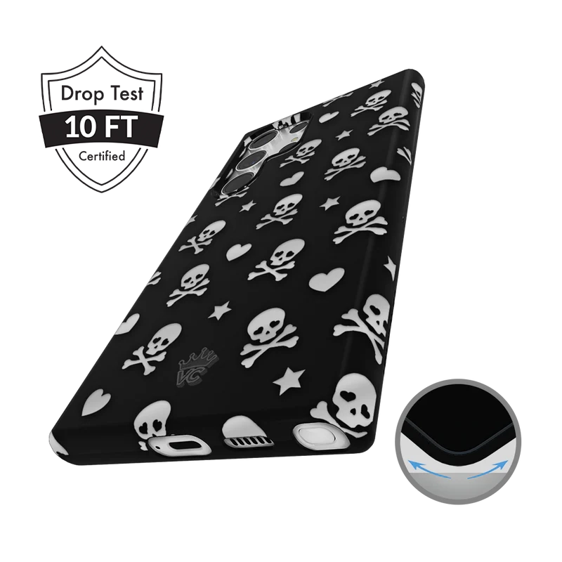 Stylish Chrome Skull Design Samsung Phone Case - Durable Protection for Galaxy S21/S20/Note 20 - Perfect for Halloween, Gothic Fashion & Motorcycle Enthusiasts