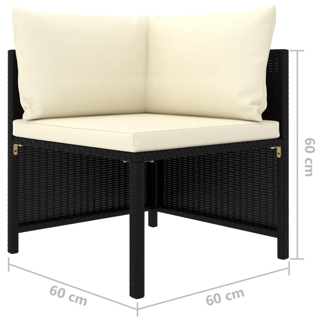 12-Piece Black Poly Rattan Patio Furniture Set with Cushions & Pillows - Outdoor Lounge Seating for Garden, Backyard, Poolside | Perfect for Relaxing, Entertaining & Sunbathing