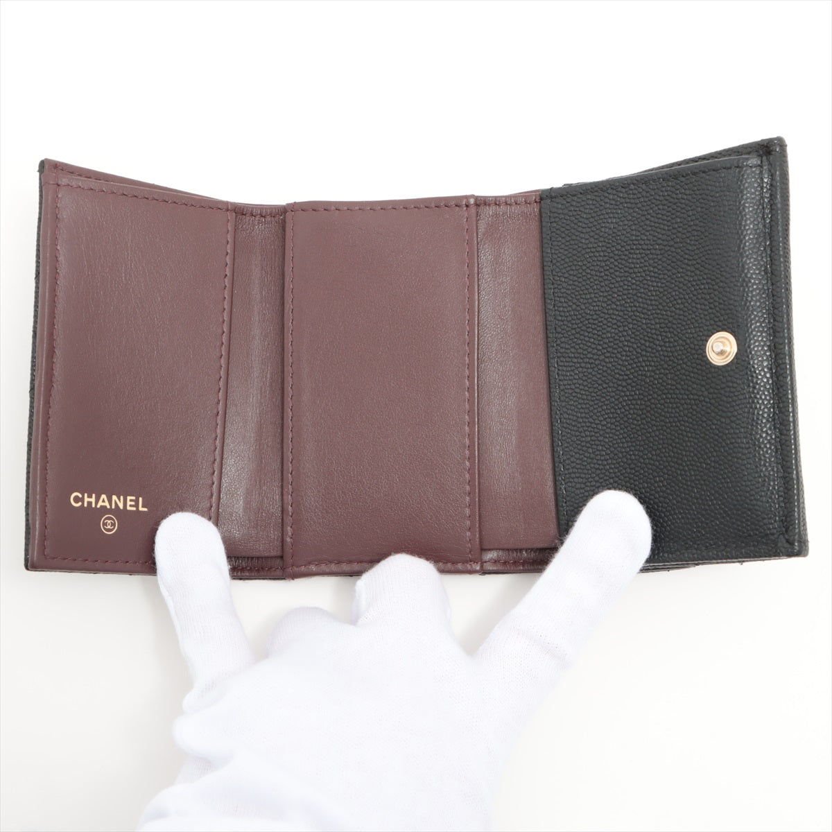 Chanel Caviar Skin Compact Wallet for Women - Black Leather Luxury Wallet - Perfect for Everyday Use & Special Occasions