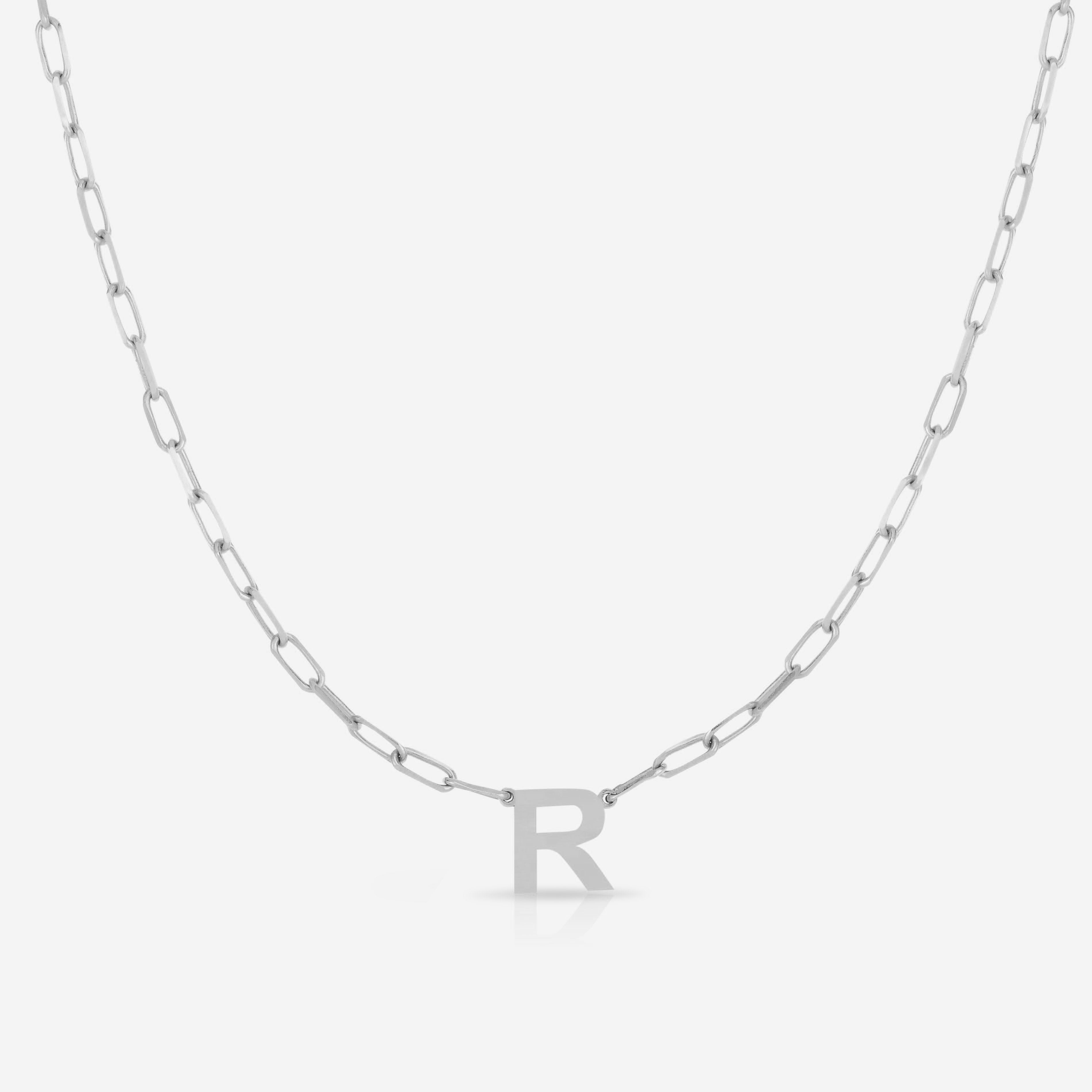 Block Initial & Link Chain Necklace for Women - Personalized Name Letter Pendant Jewelry Gift for Birthday, Anniversary, Valentine's Day | Everyday Wear, Layering, Special Occasions