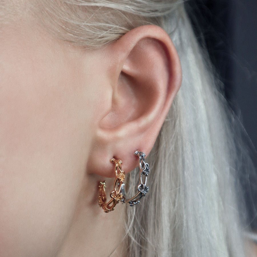 VALERIAN Silver Climbing Ivy Hoop Earrings for Women - Elegant Botanical Jewelry for Everyday Wear, Date Nights & Special Occasions