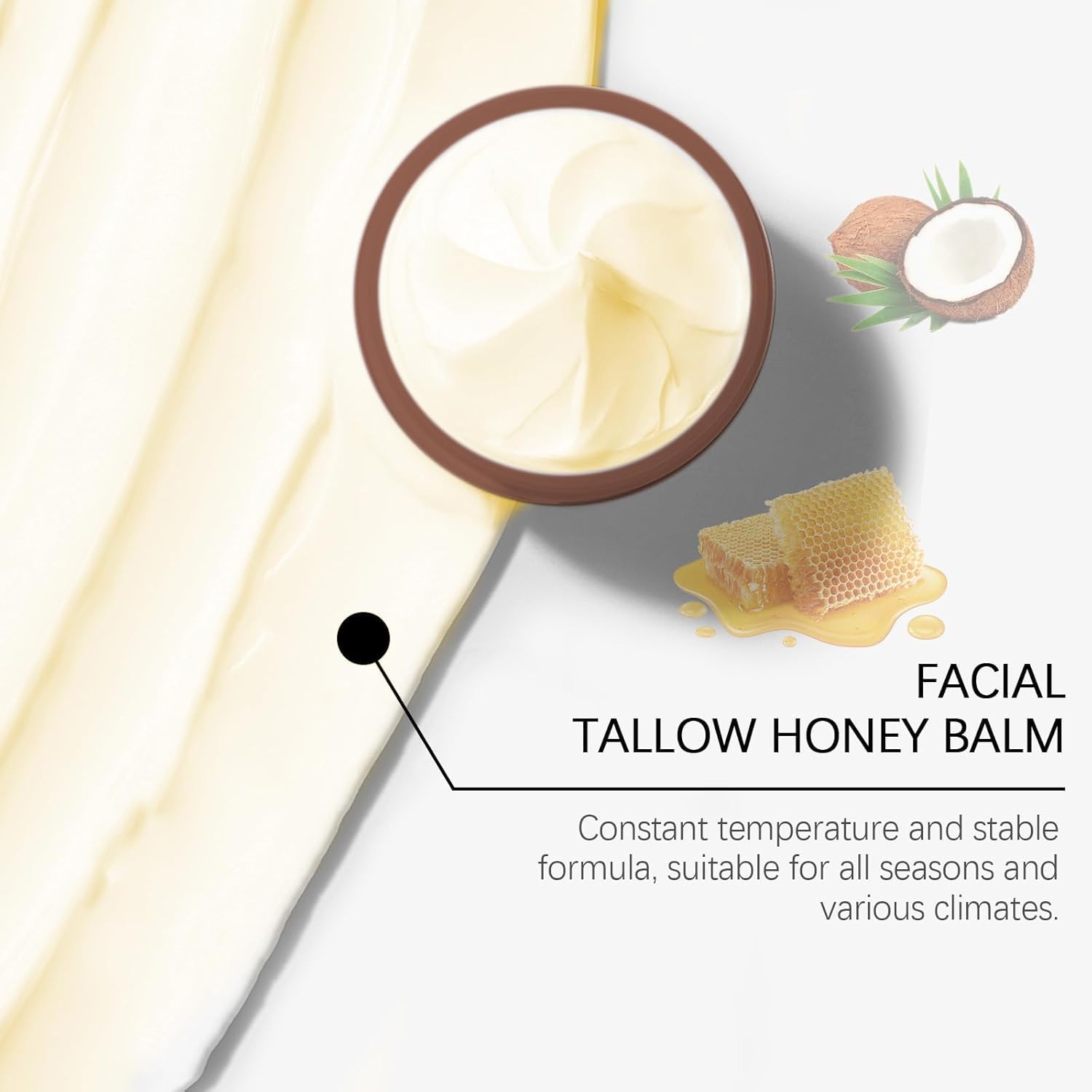 Grass-Fed Tallow & Honey Balm for Skin, Face & Lips - Organic Moisturizer