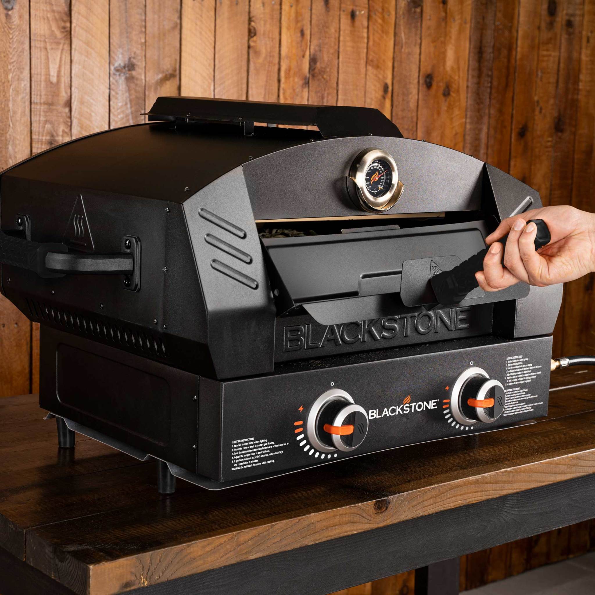 Portable Outdoor Pizza Oven for Home & Camping - Countertop Wood Fired Pizza Maker with Temperature Gauge - Perfect for Backyard Parties, Picnics & RV Trips