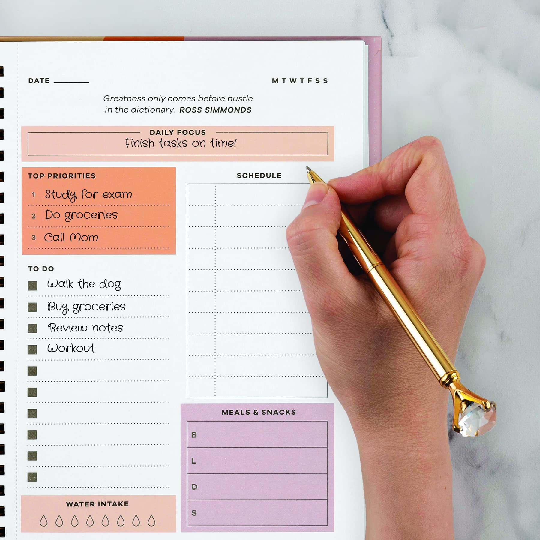 2025 Undated Daily Planner with Meal, Habit & Routine Tracker - Productivity Organizer Notebook for Students, College, Work, ADHD & Fitness | Perfect for Goal Setting, Time Management & Stress Relief