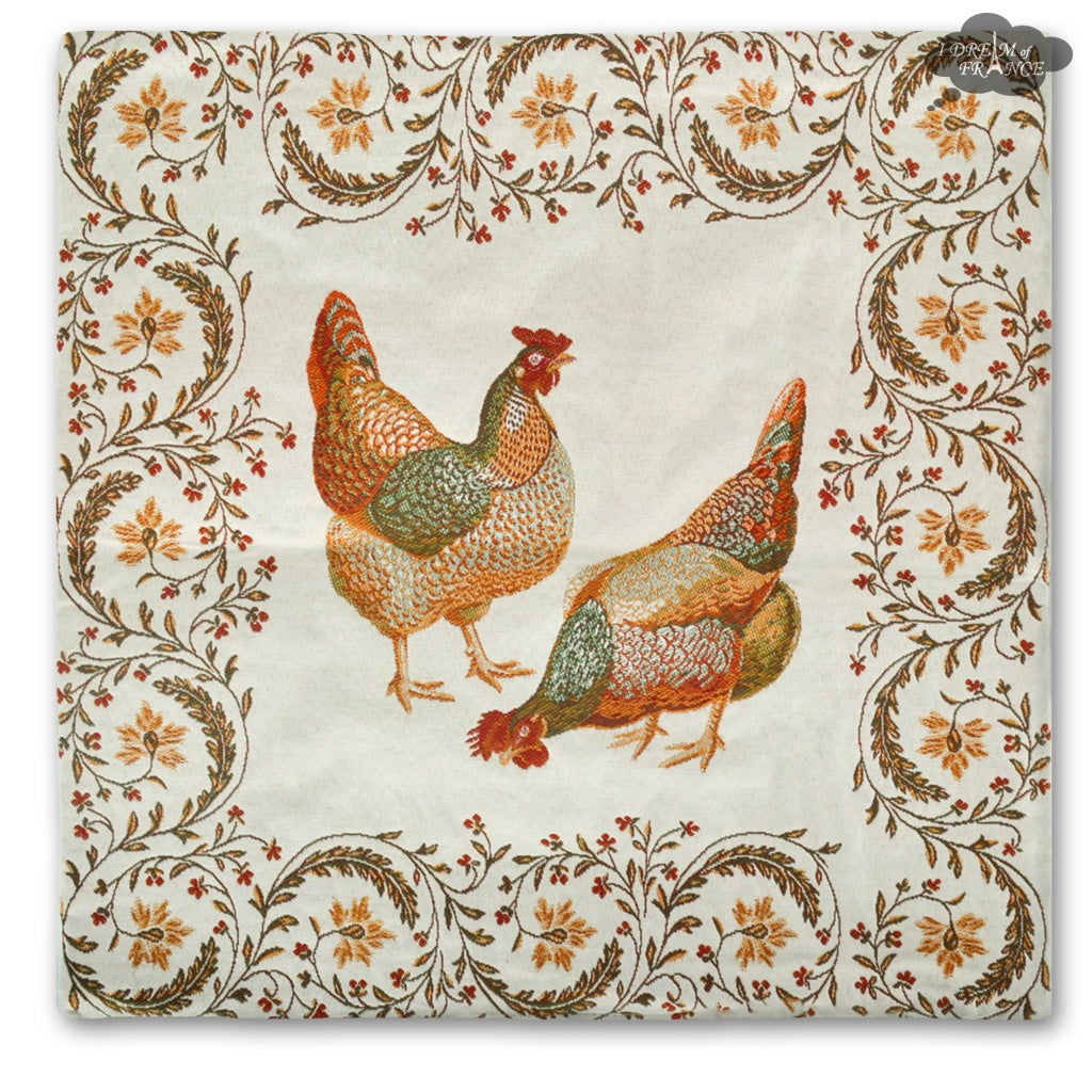 Chanteclair Tapestry 17 Inch Decorative Pillow Cover by Tissus Toselli - Elegant Home Decor for Living Room, Bedroom & Sofa