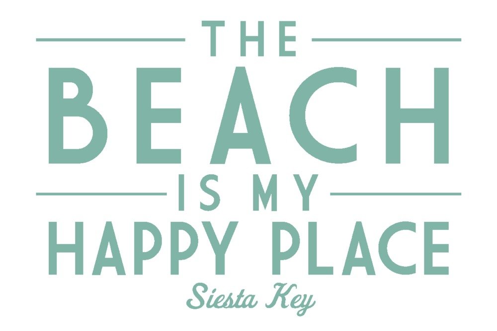 Florida Siesta Key Beach Metal Art - 16x24 Gallery Quality Aluminum Wall Decor for Home & Office - Coastal Themed Happy Place Sign