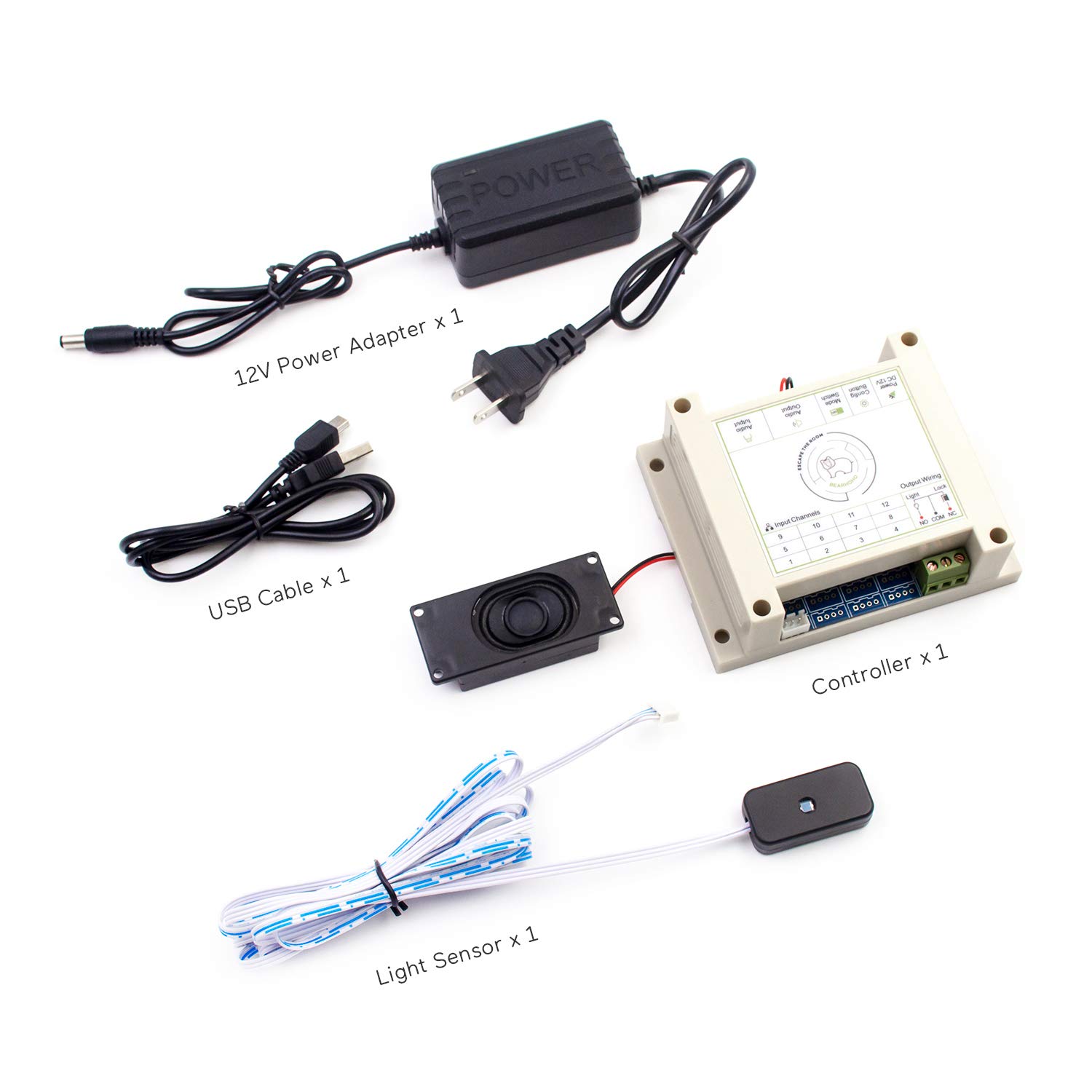 Professional Escape Room Props Kit with Audio Puzzles & Flashlight - 12V Electromagnetic Locks for Escape Games (7 Light Sensors Set) - Perfect for Exit Games, Team Building & Interactive Mystery Events