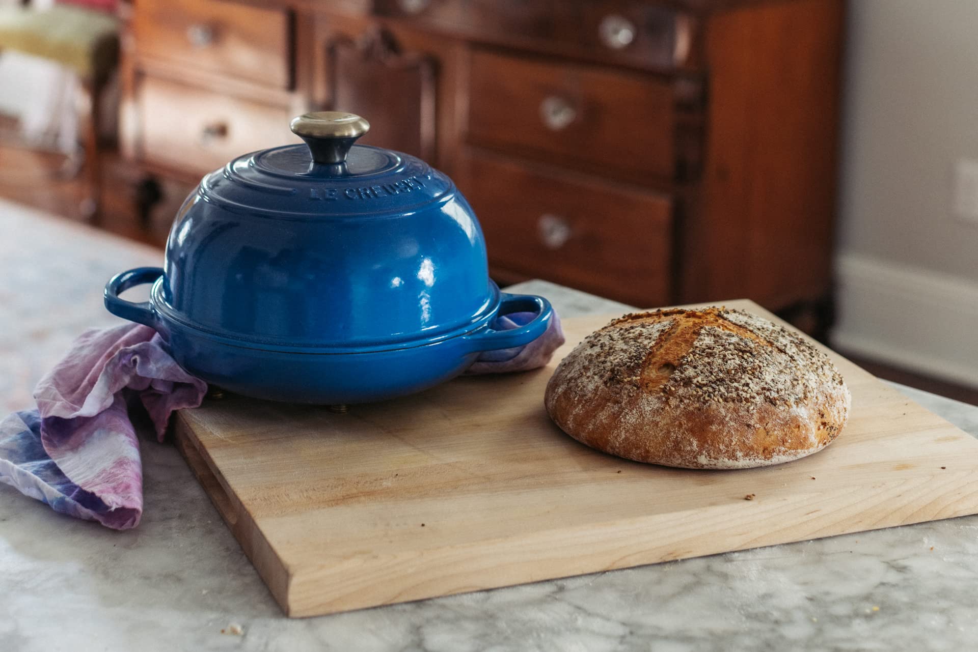 Le Creuset Enameled Cast Iron Bread Oven 1.75 qt - Marseille Blue Dutch Oven for Baking Artisan Bread, Sourdough & Pastries | Perfect for Home Bakers & Bread Lovers