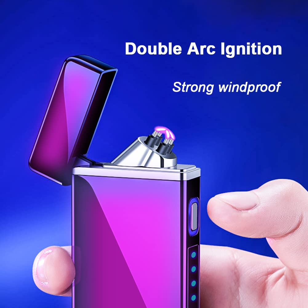 YOZWOO USB Rechargeable Plasma Lighter - Windproof Dual Arc Lighter for Camping & Gifts
