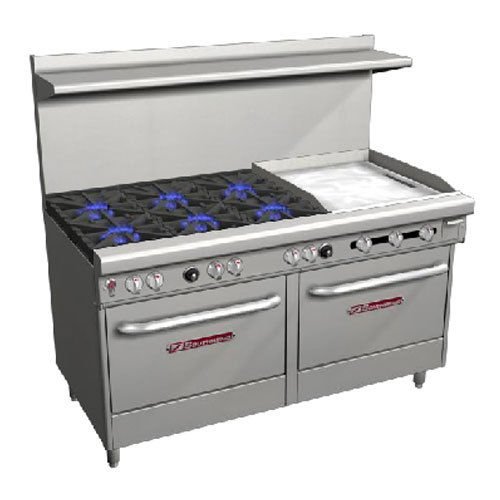 Southbend S60DD-2GR 60-Inch Commercial Gas Range with 6 High-Power 28,000 BTU Burners & 24-Inch Manual Griddle - Perfect for Restaurants, Catering Kitchens & Large Home Chefs