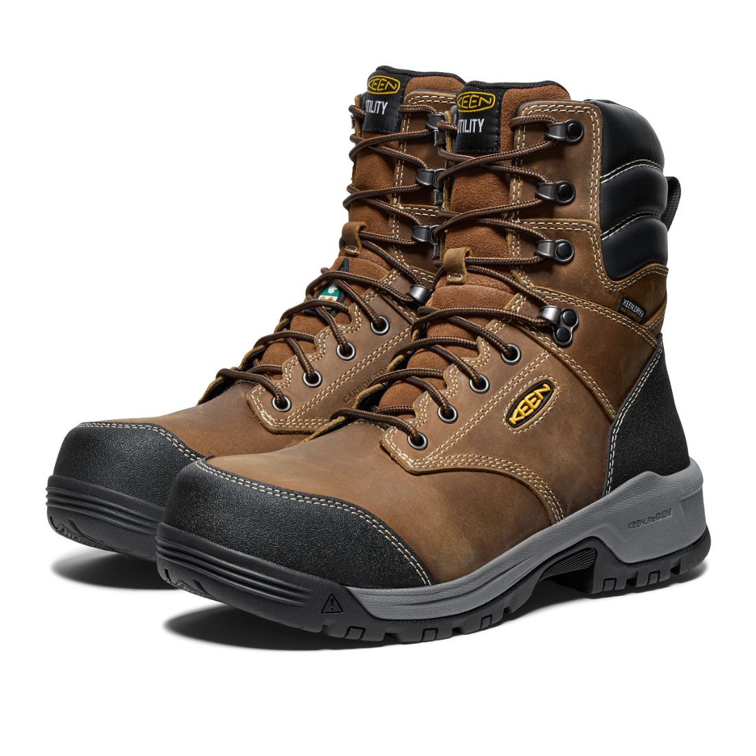 **Keen Evanston Men's Waterproof Composite Toe Work Boots - Size 8, Brown (Model 1029670) - Durable Safety Shoes for Construction, Hiking & Outdoor Work**