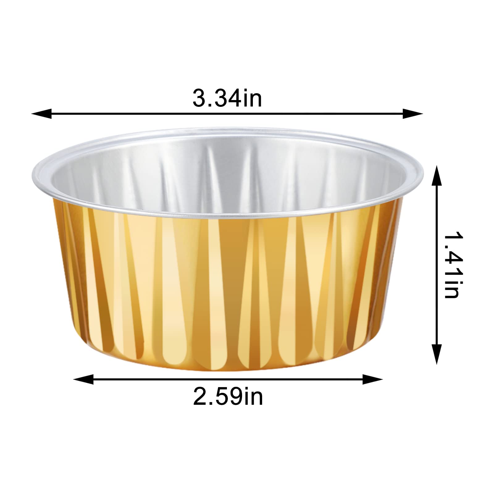 EUSOAR 5oz Aluminum Foil Dessert Cups - 50pcs Disposable Baking Ramekins for Creme Brulee, Cupcakes & Cheesecakes | 5 Color Mixed Mini Muffin Liners | Perfect for Party Baking, Wedding Desserts & Holiday Gatherings