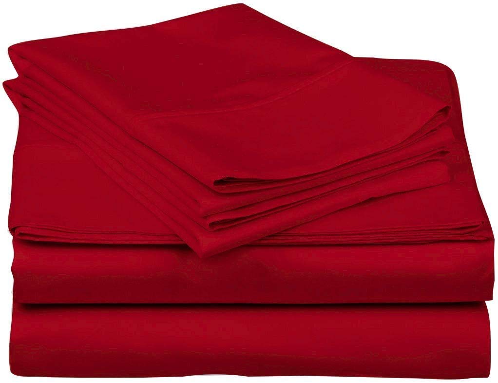 LuckySleep 700 Thread Count Cotton Bed Sheets Set - 4 Piece (1 Fitted Sheet, 1 Flat Sheet, 2 Pillowcases) for Olympic Queen Size Beds, Deep Pocket Fits Mattress up to 22