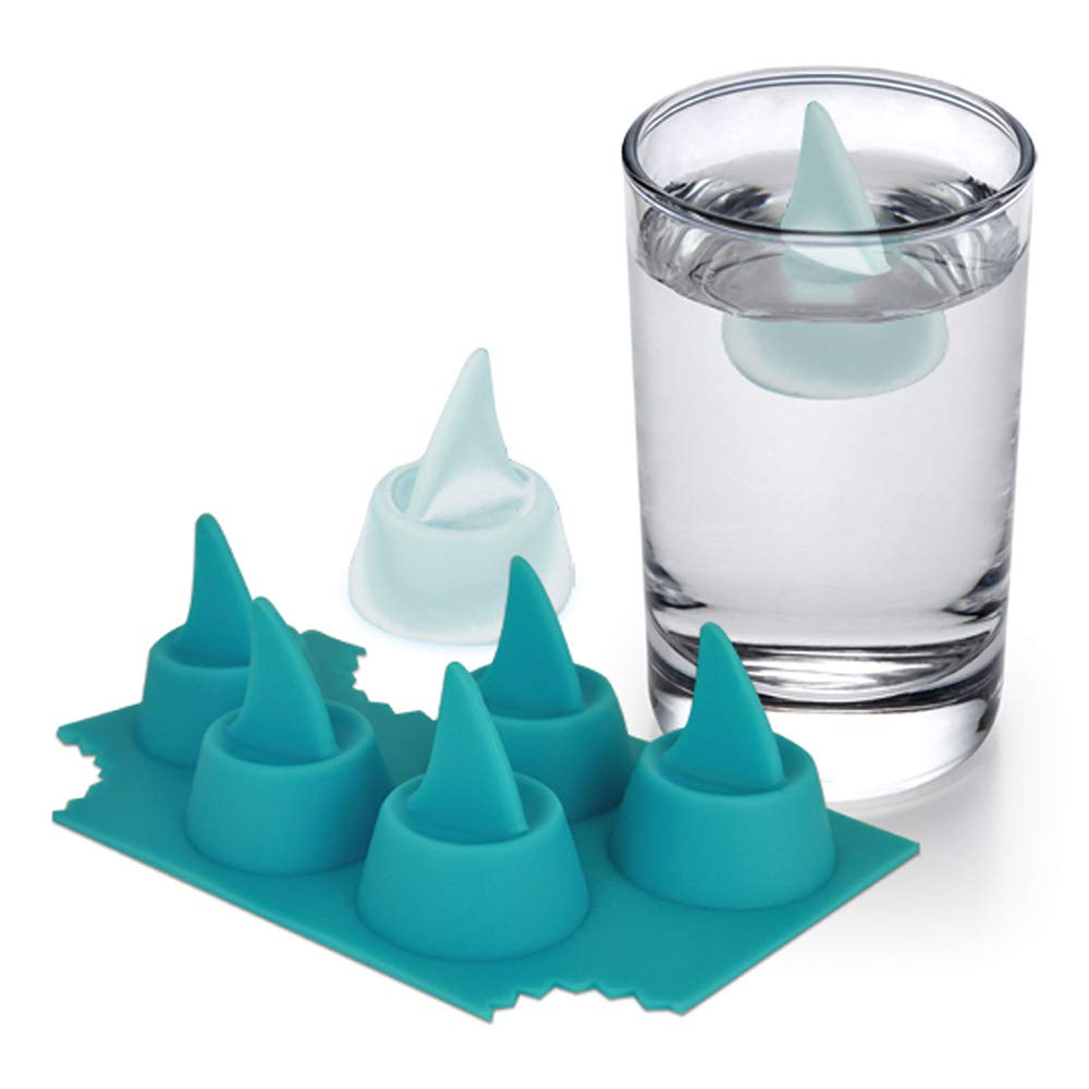 Shark Fin Ice Cube Tray - Silicone Shark Ice Molds for Fun Drinks, Cocktails, and Party Decorations